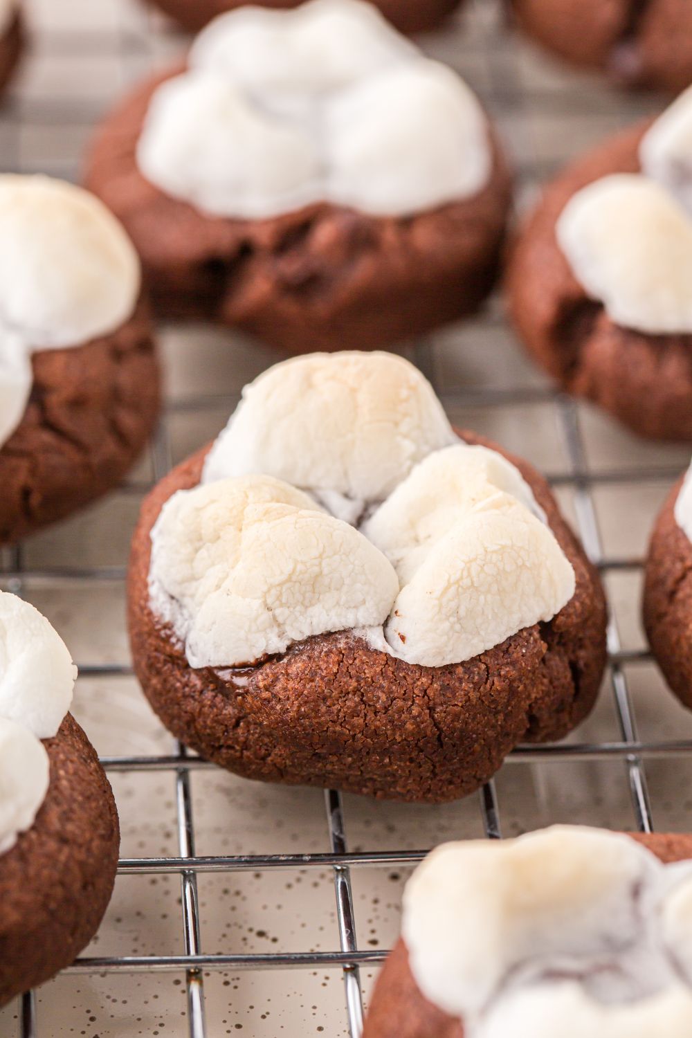 hot chocolate cookies on a cooling rack