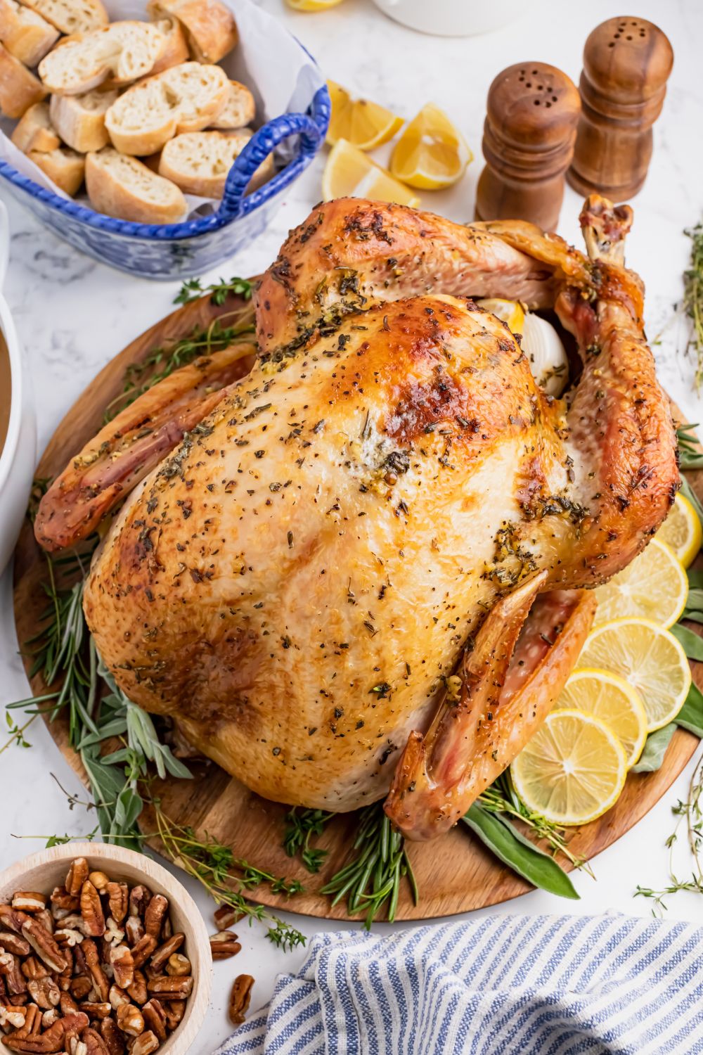 whole roasted turkey on table