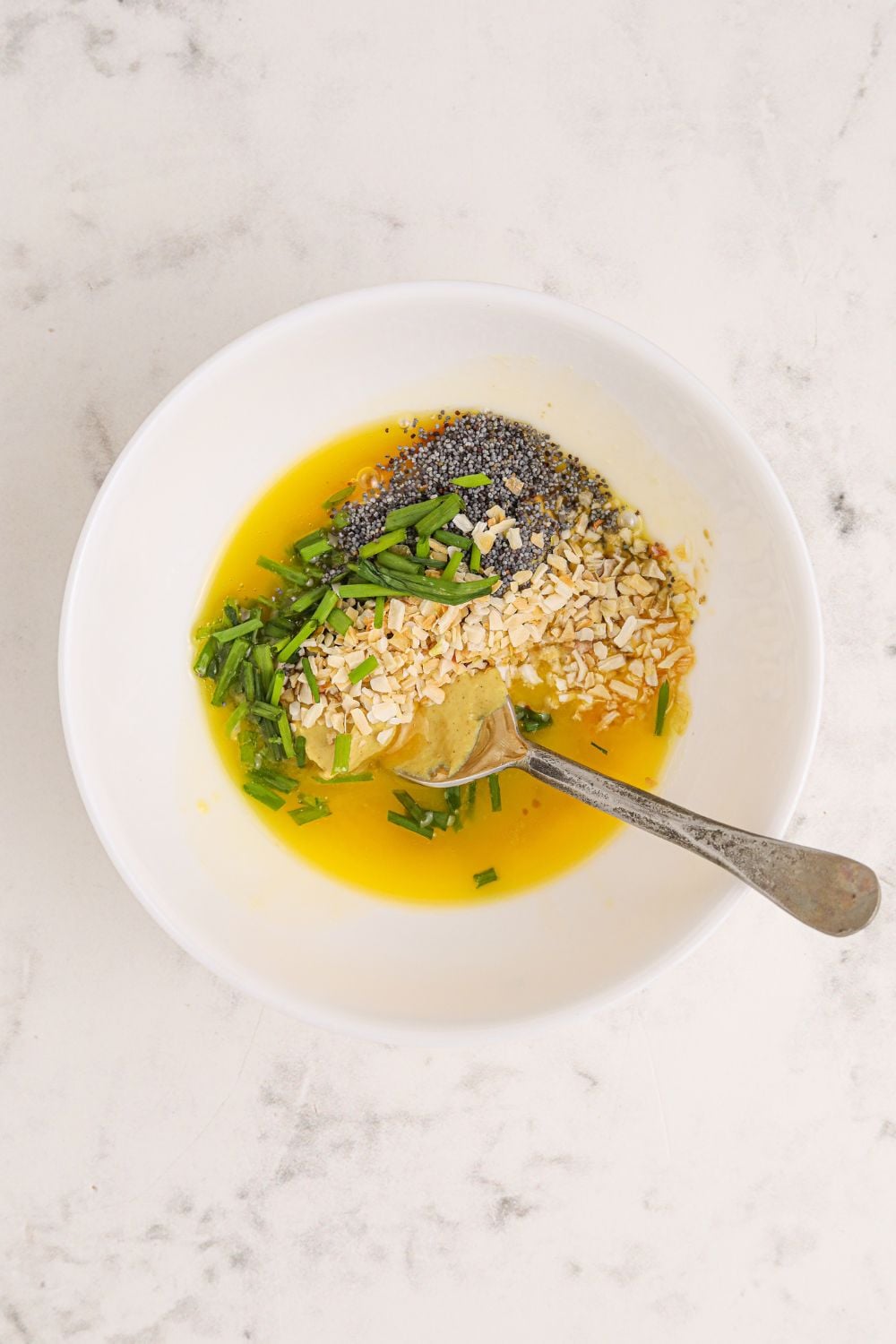 bowl with butter and herbs and spices