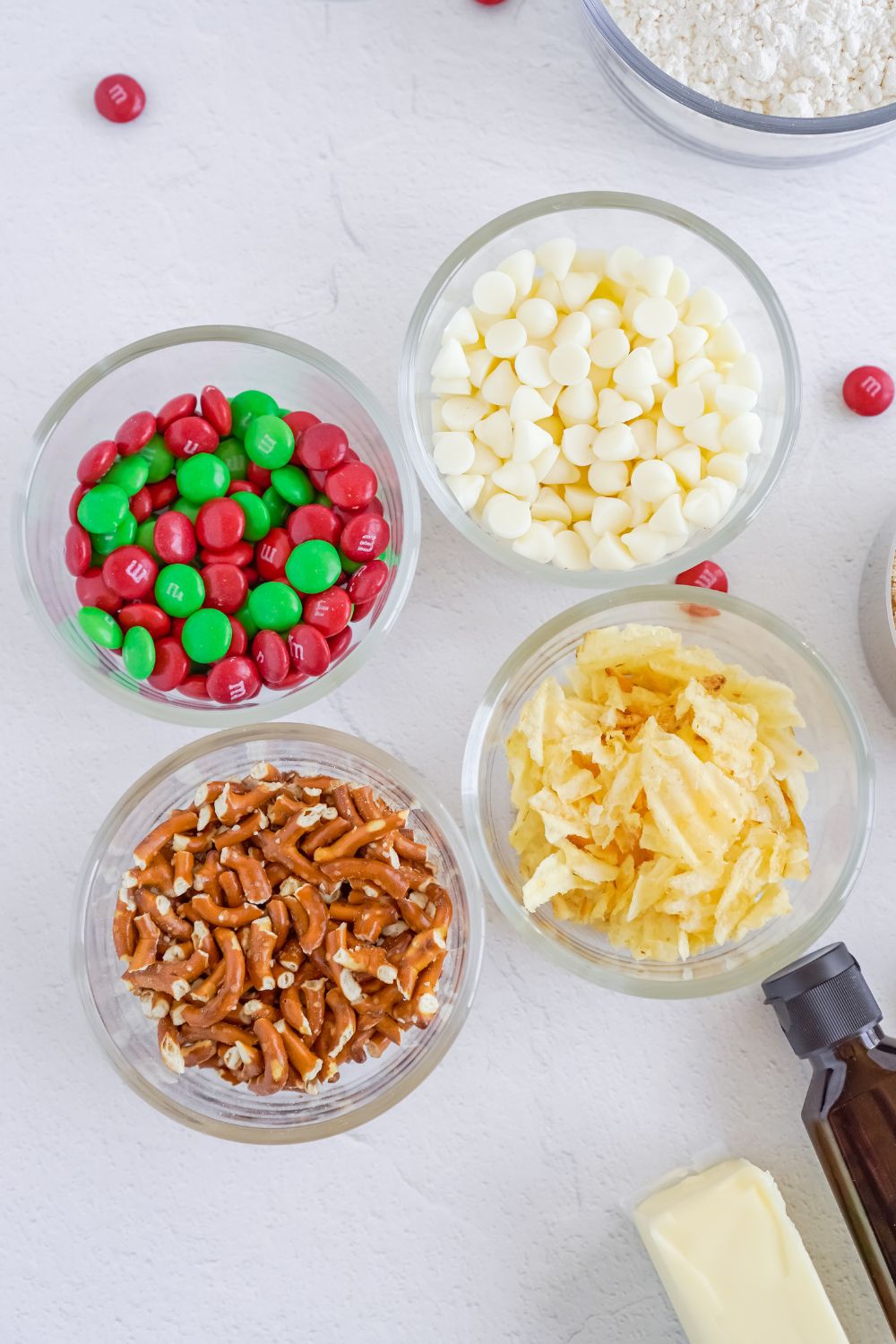 mix in ingredients for kitchen sink christmas cookies on table