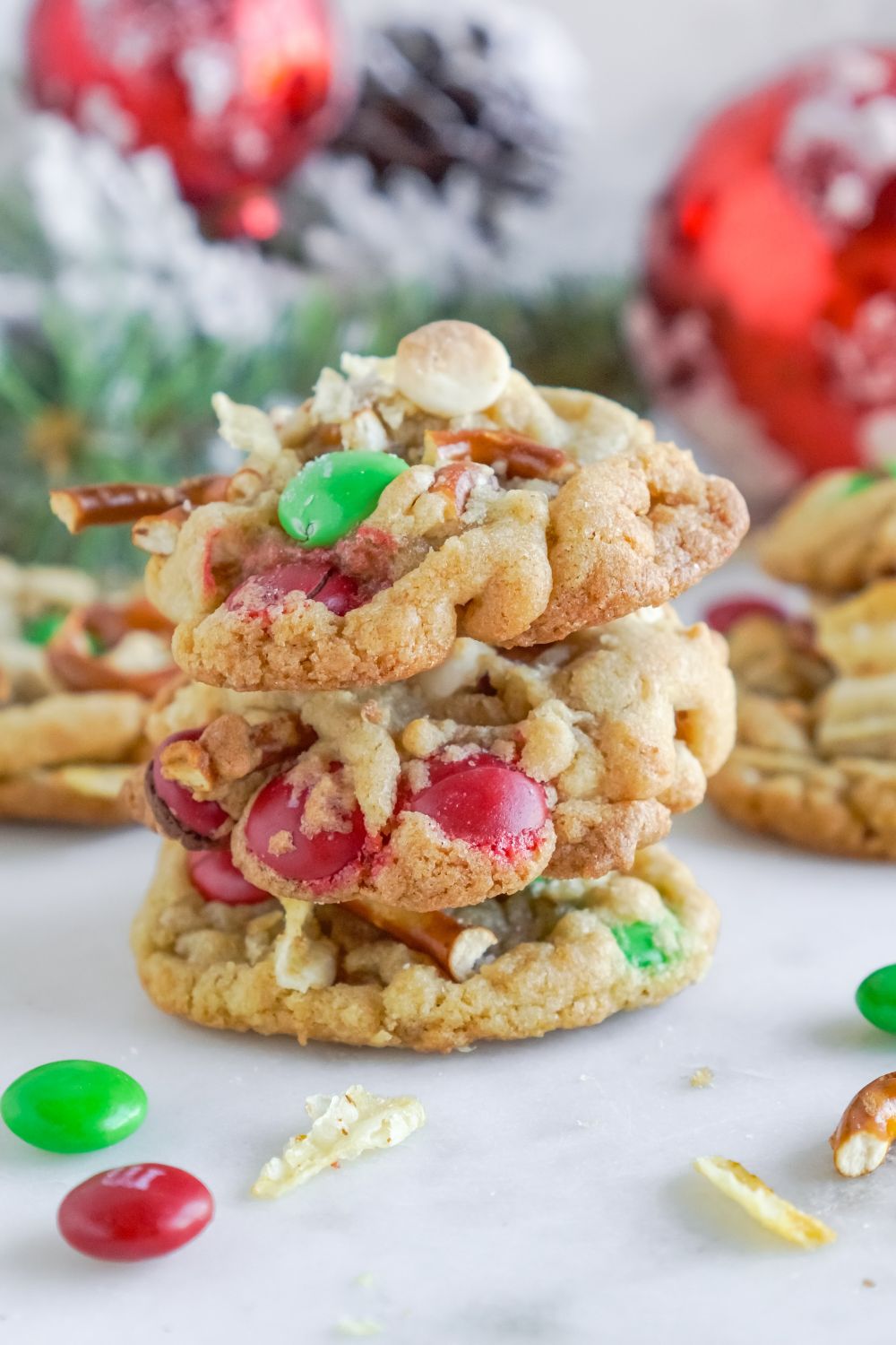 stacked cookies on table