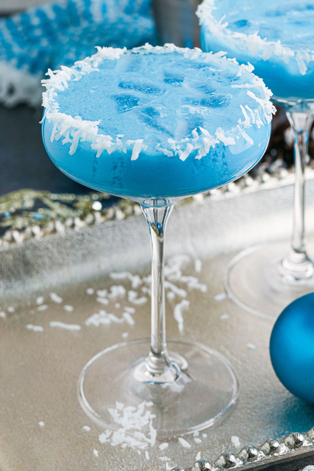 light blue drink on table 