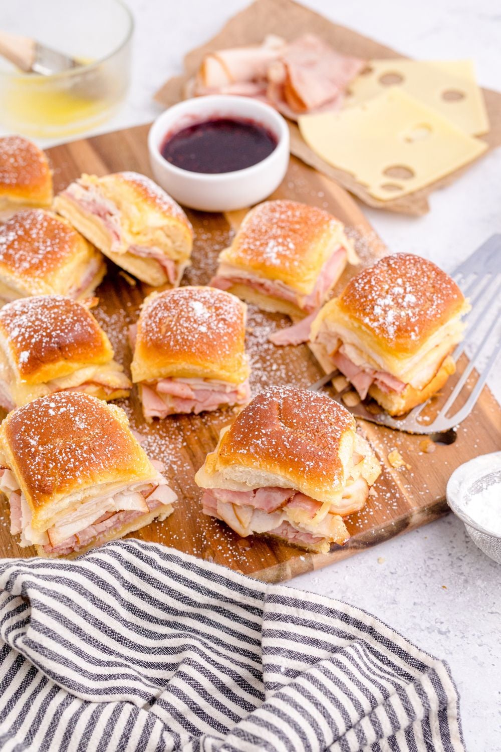 monte carlo sandwiches on a tray