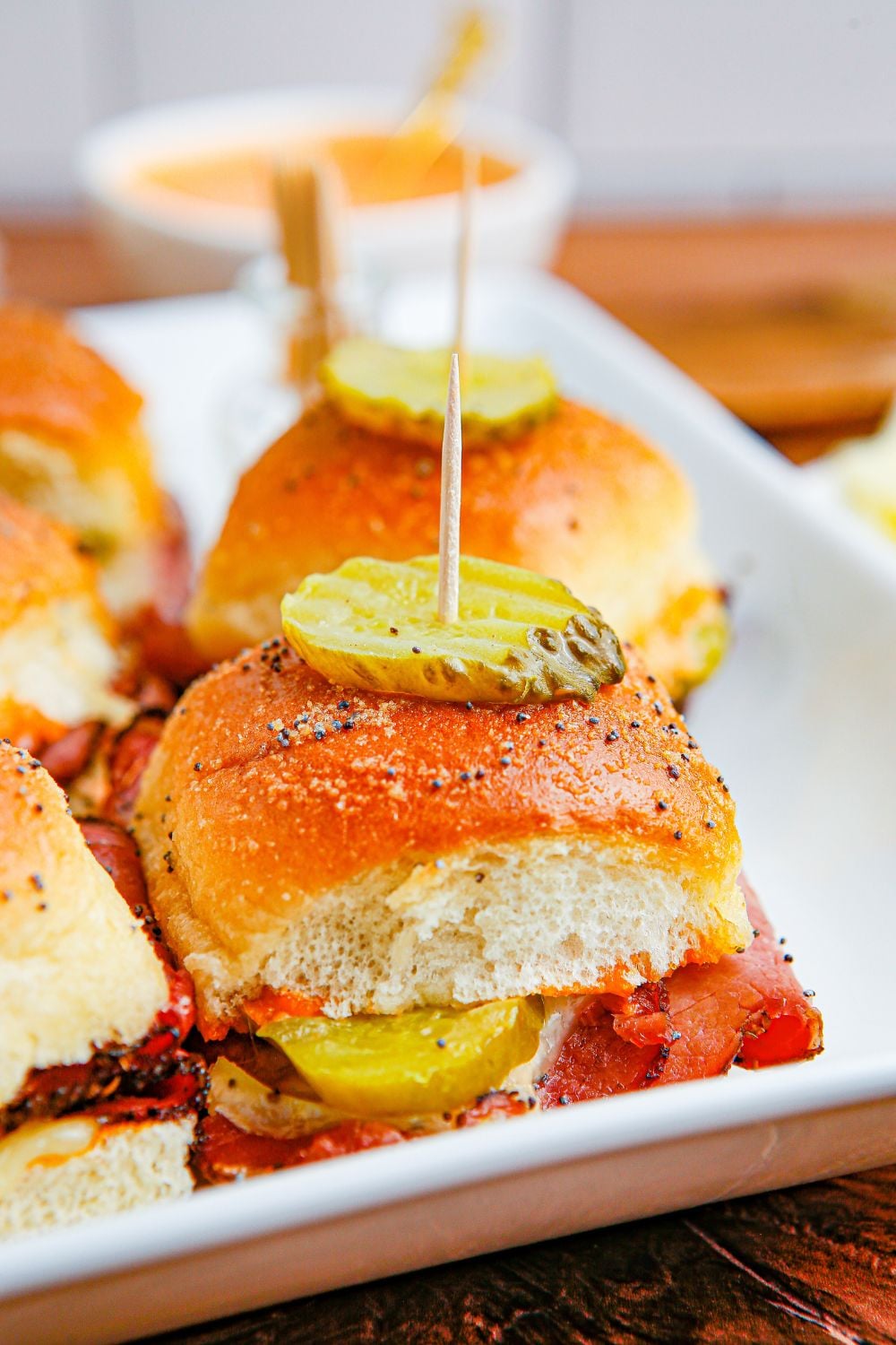 sliders on a white platter