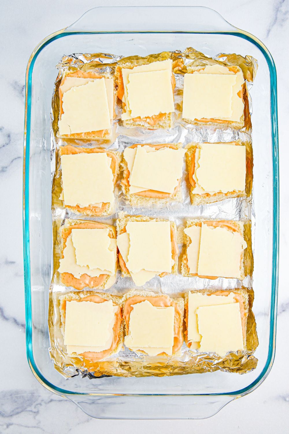 square cheese slices on slider buns