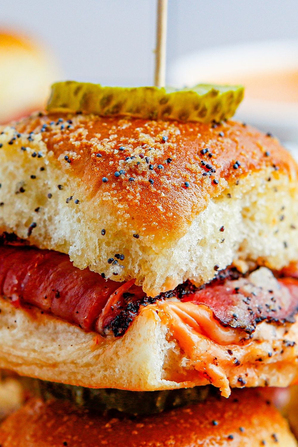 Pastrami Sliders close up on table