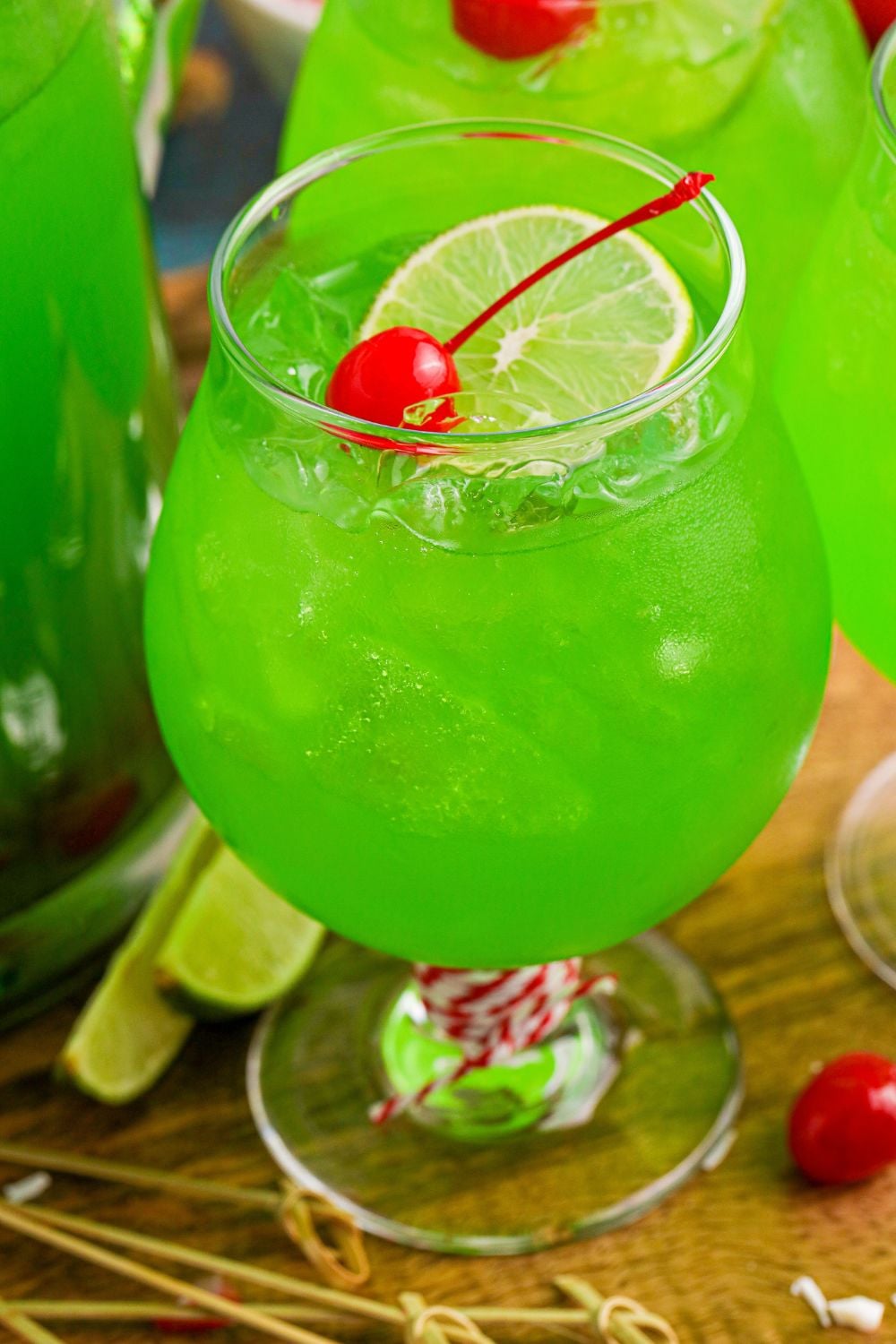 cocktail glass with a kid friendly punch in glasses