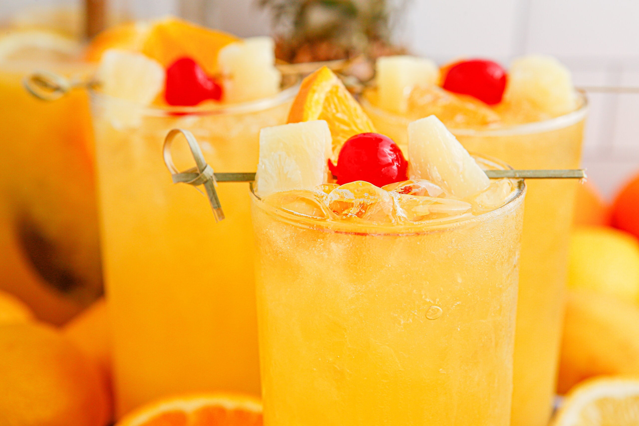 Tropical Lemonade Punch in glasses on table