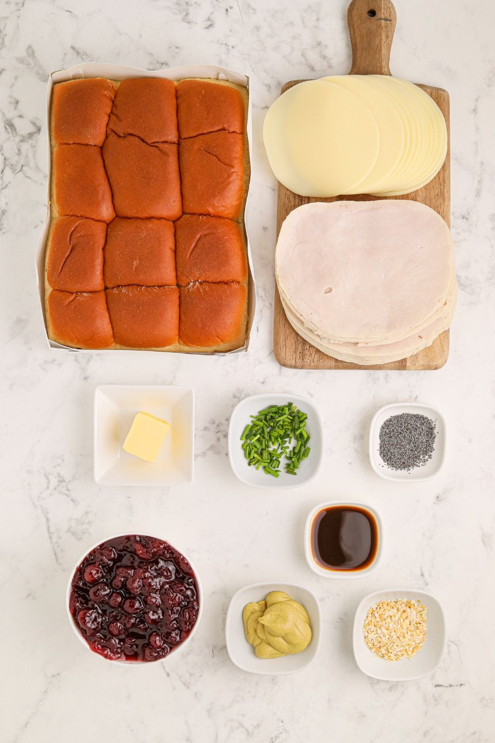 turkey cranberry sliders ingredients on table