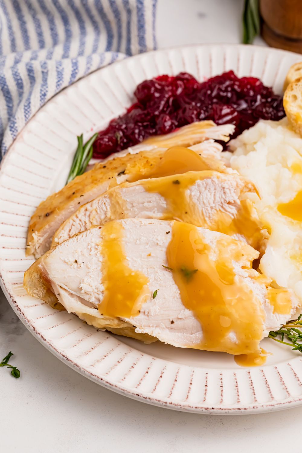 plate with turkey and gravy