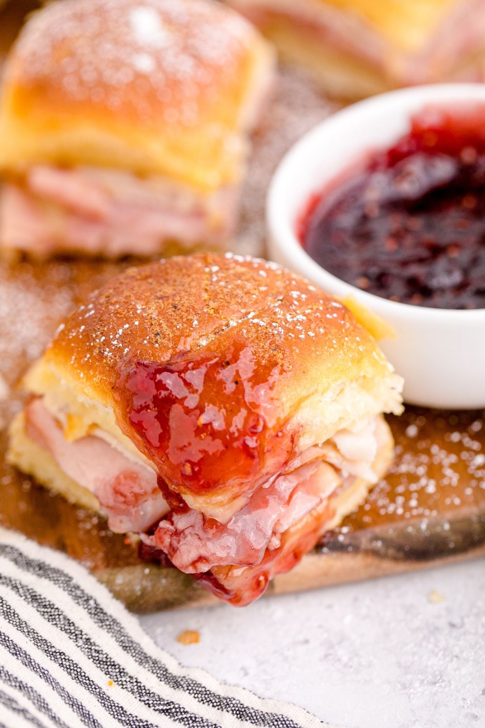 dipped sandwich on table