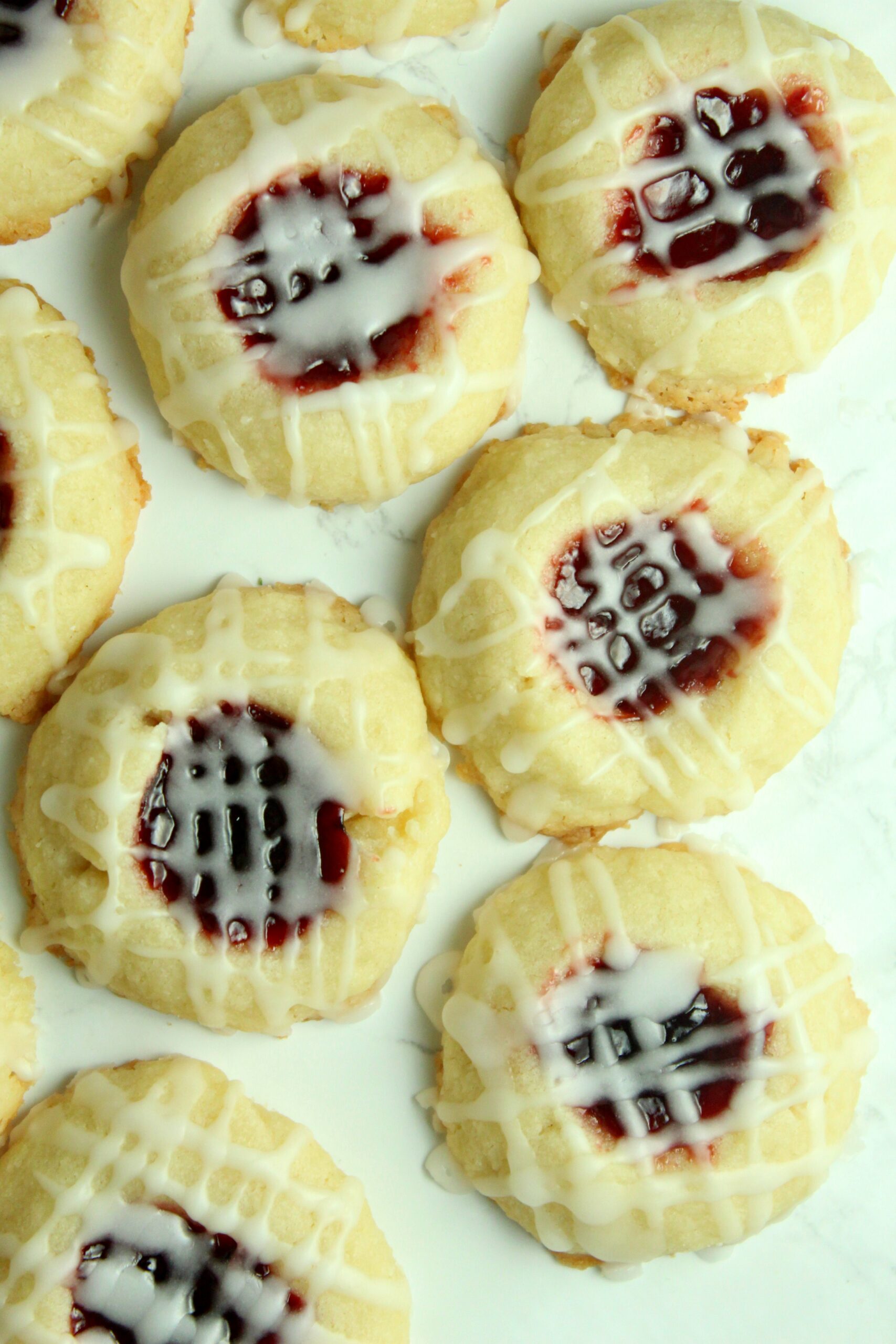 thumbrint cookies on a baking table