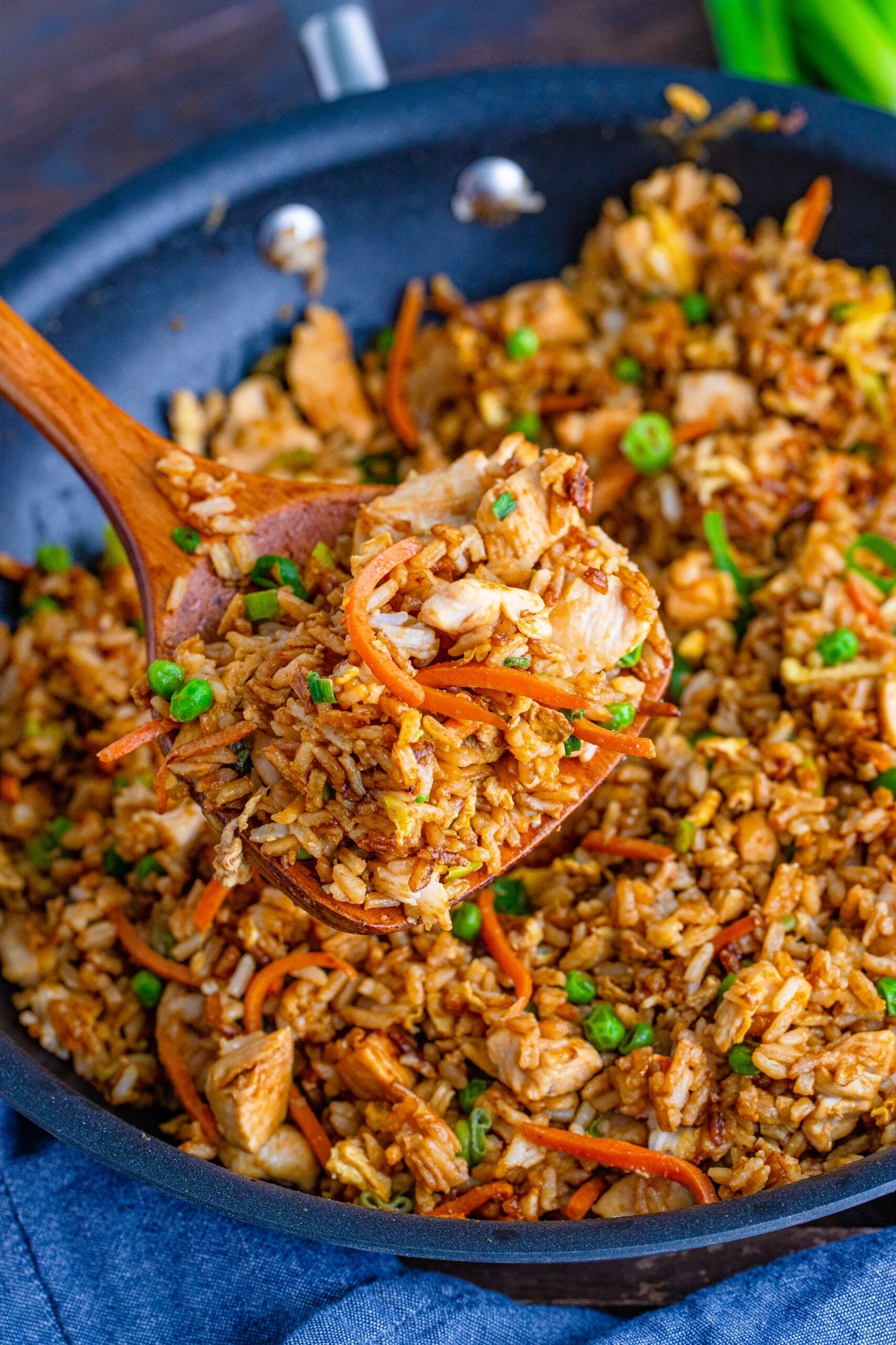 spoon with chicken fried
