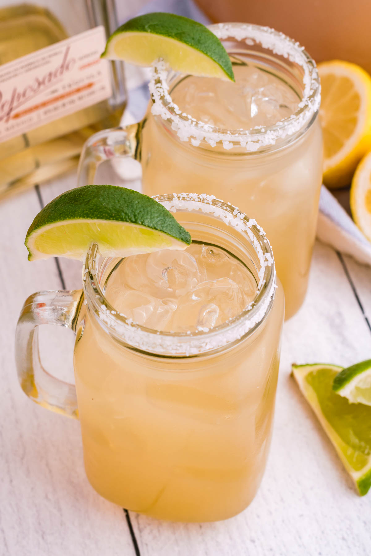 classic margarita in a glass with lime wedge