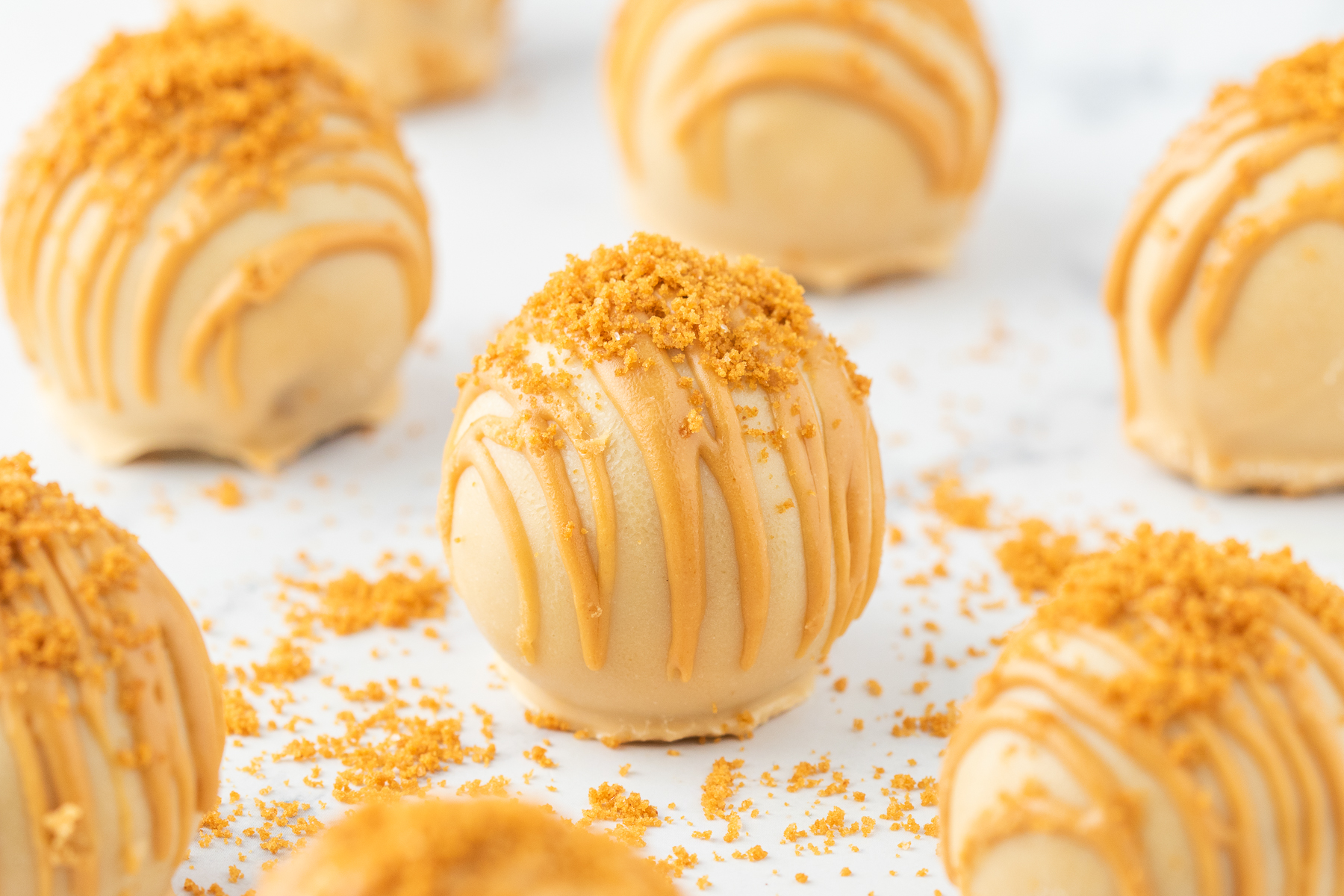 view of cookie truffle with cookie butter on top