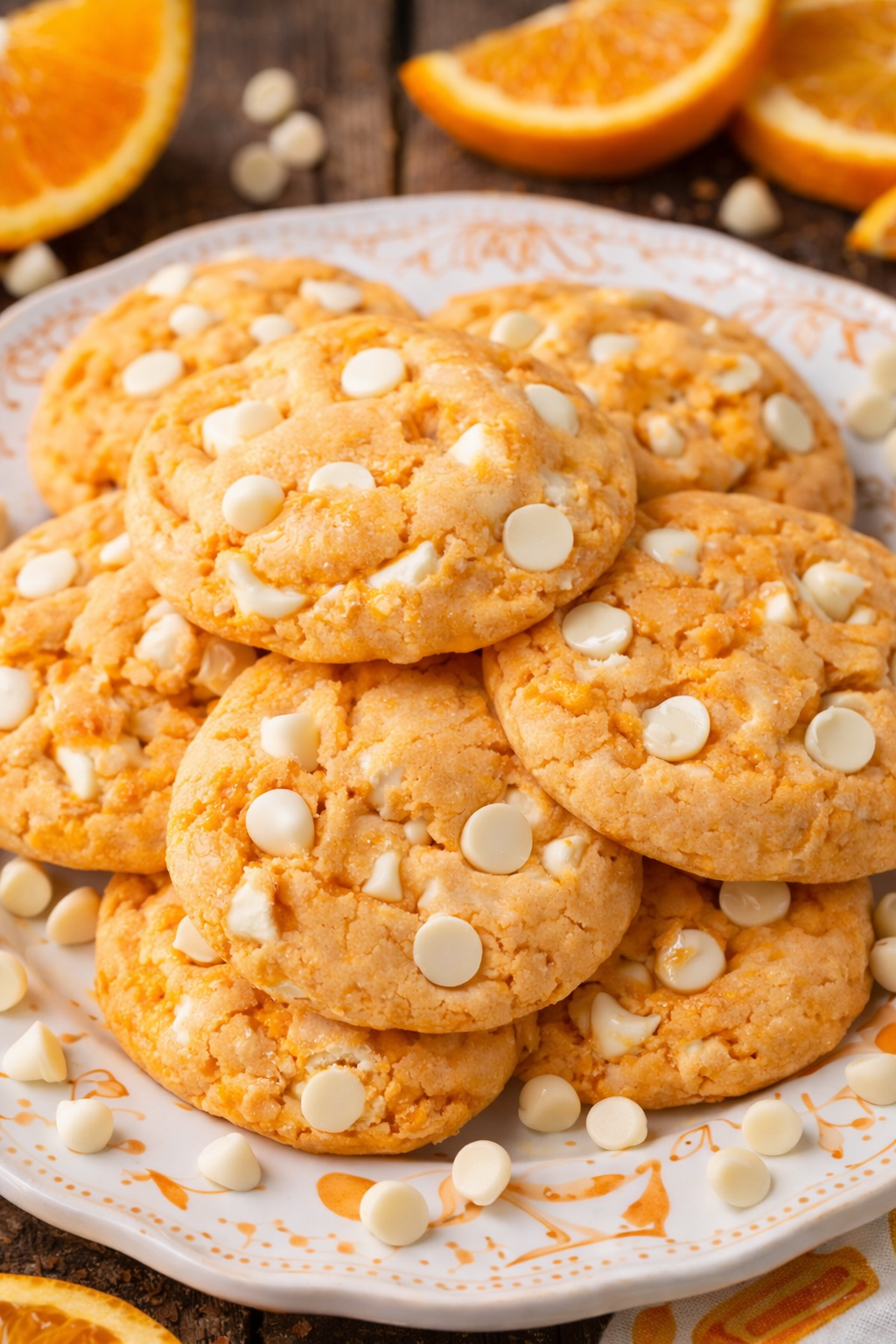 Orange Creamsicle Cookies on a pretty white plate