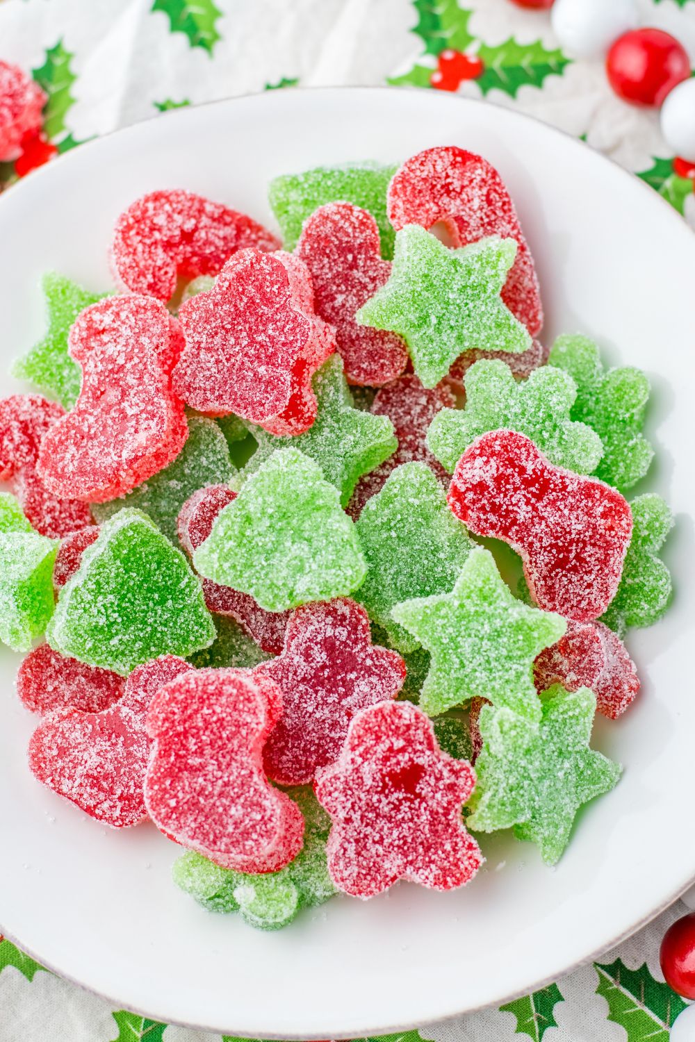 plate of gumdrops on white plate 