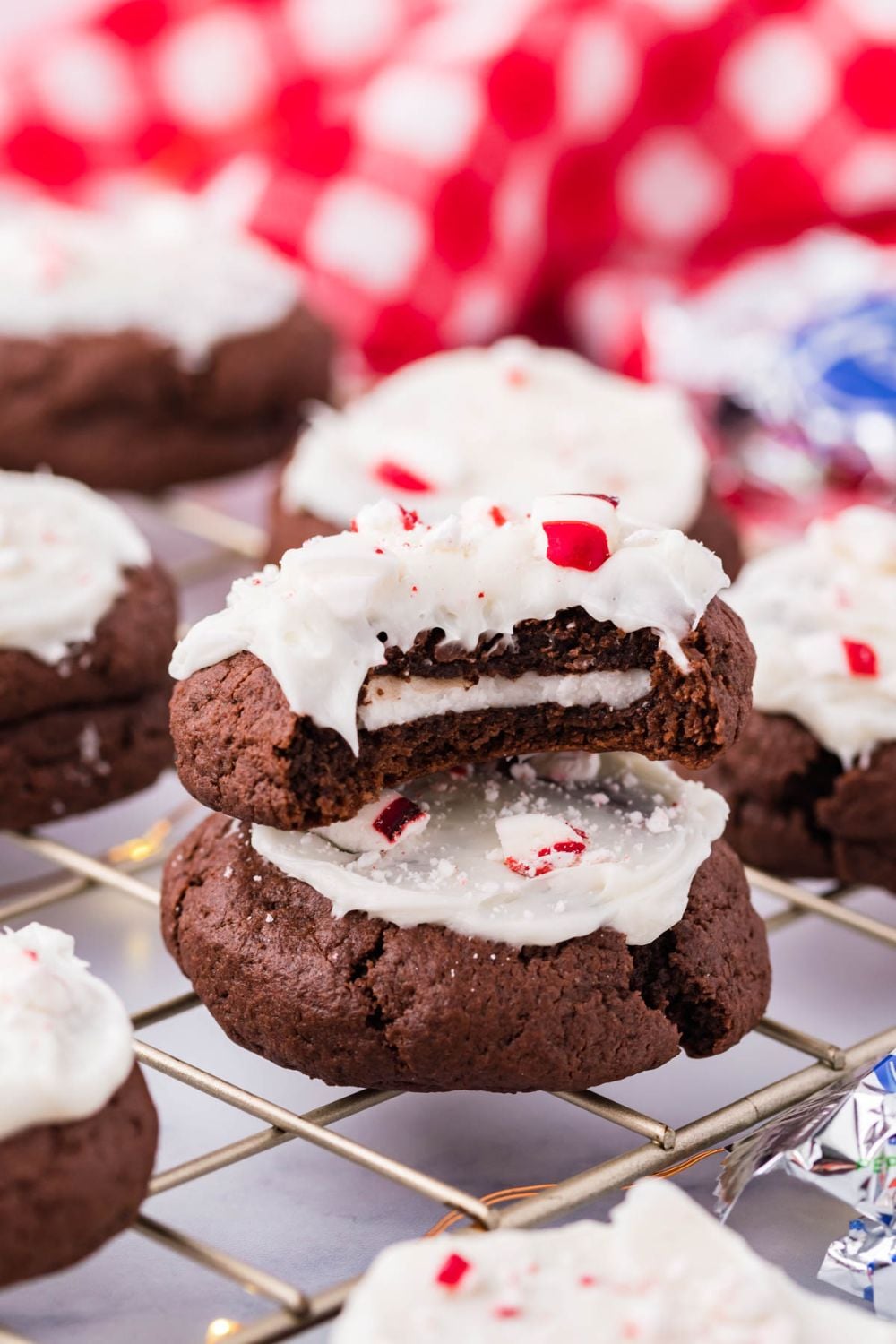 _chocolate peppermint cookies on table