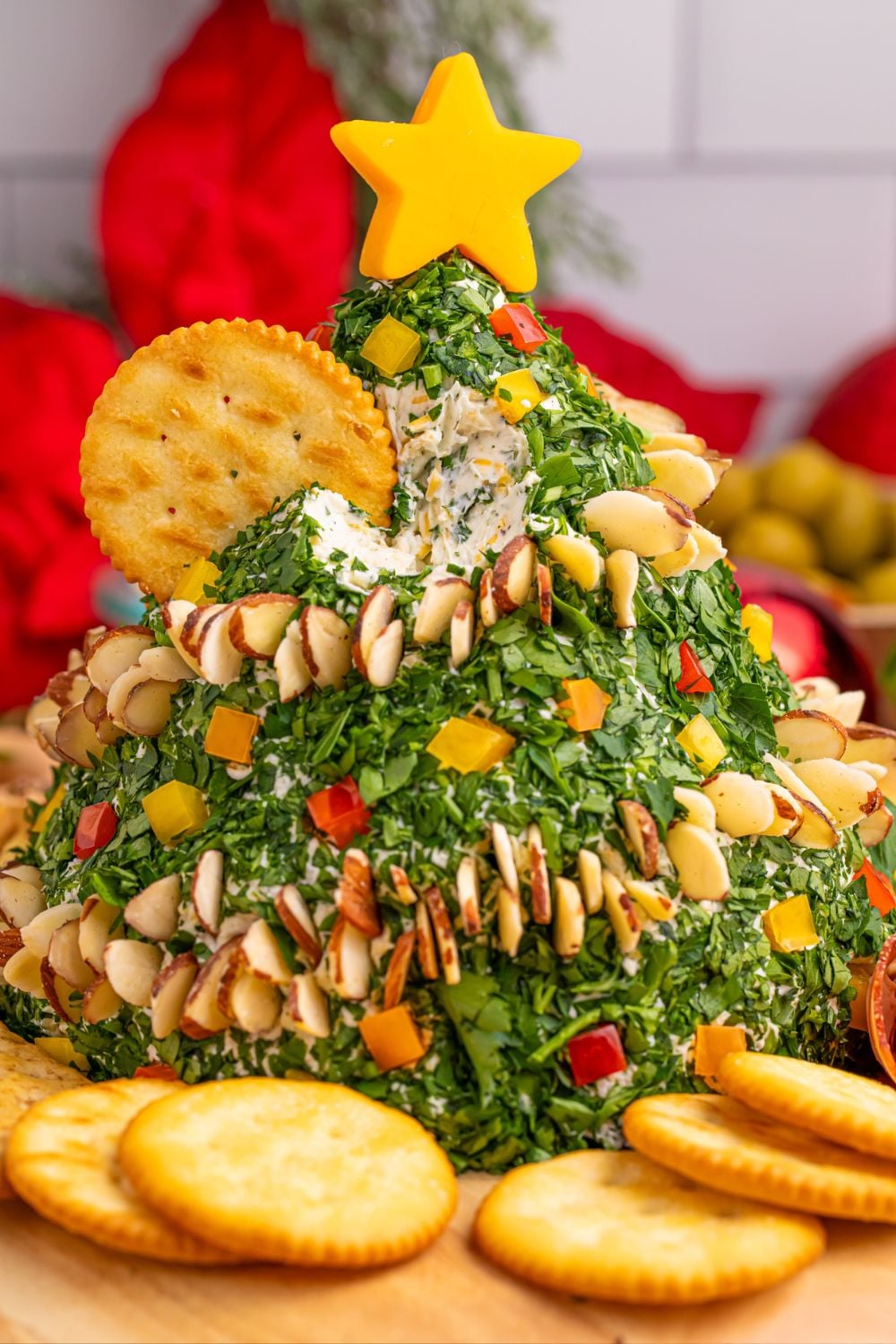 christmas ball tree appetizer on table