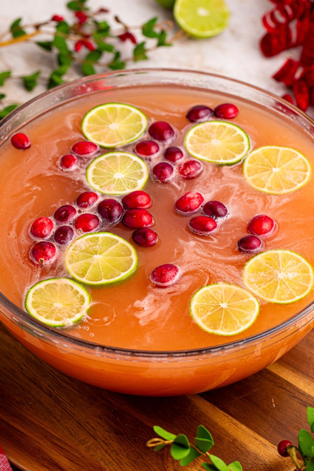 christmas cocktail punch in a bowl