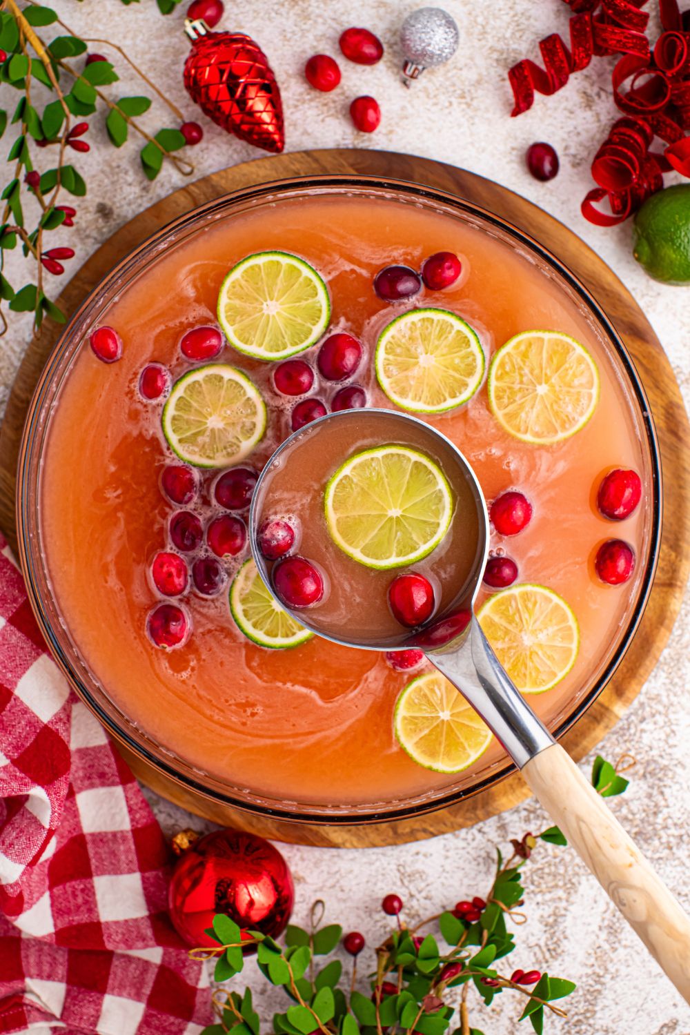 ladle of punch in a bowl