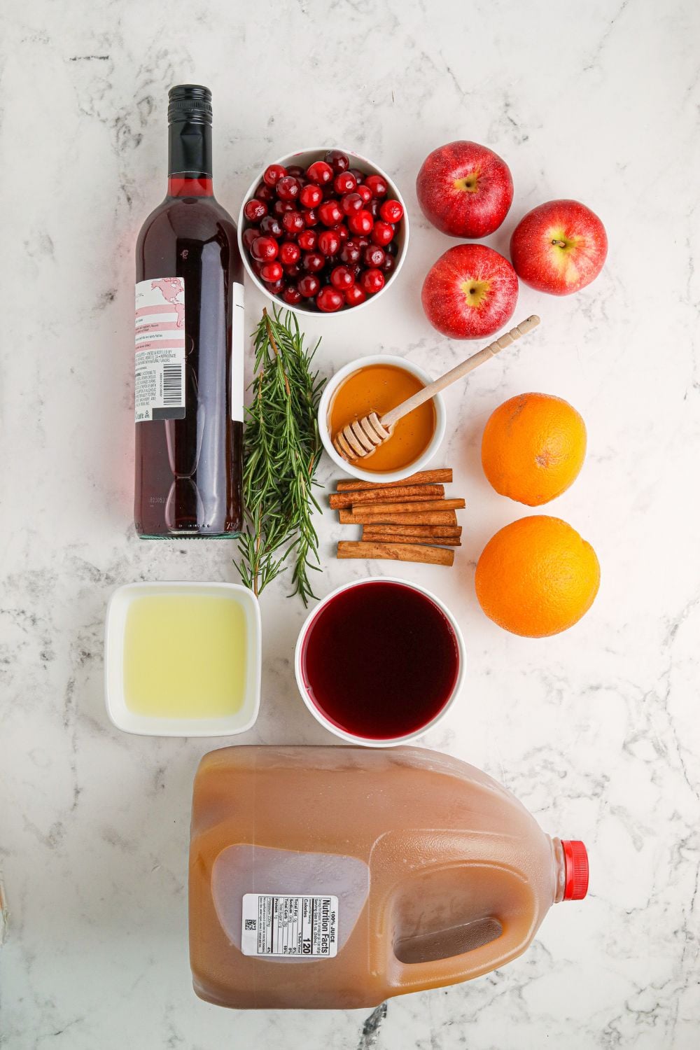 ingredients for sangria on table