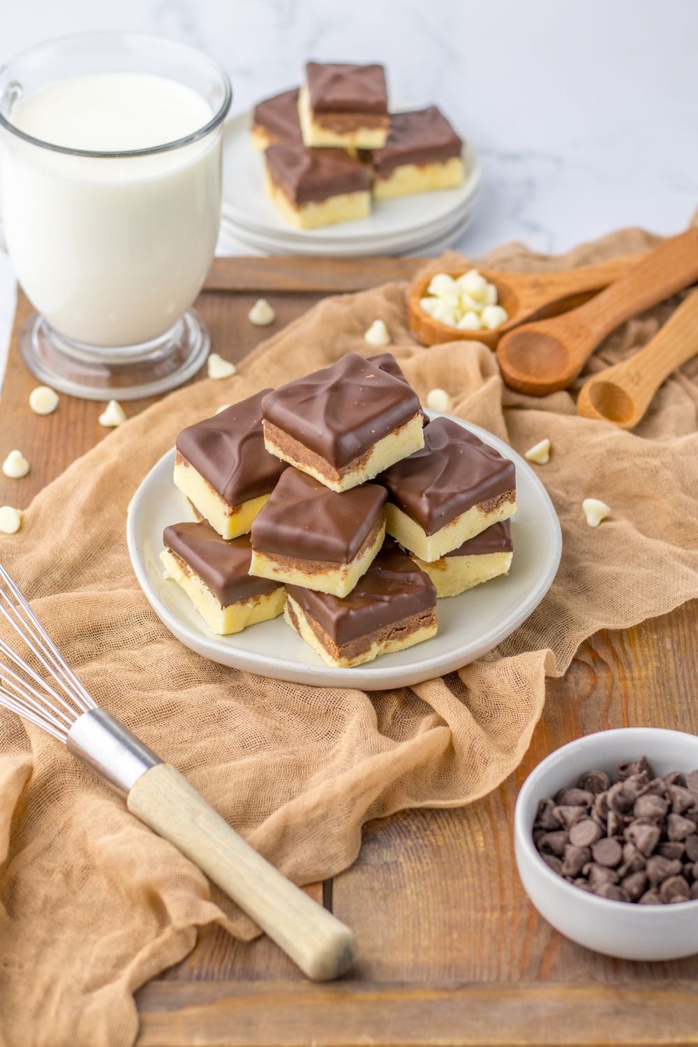 fudge on table with ingredients around it
