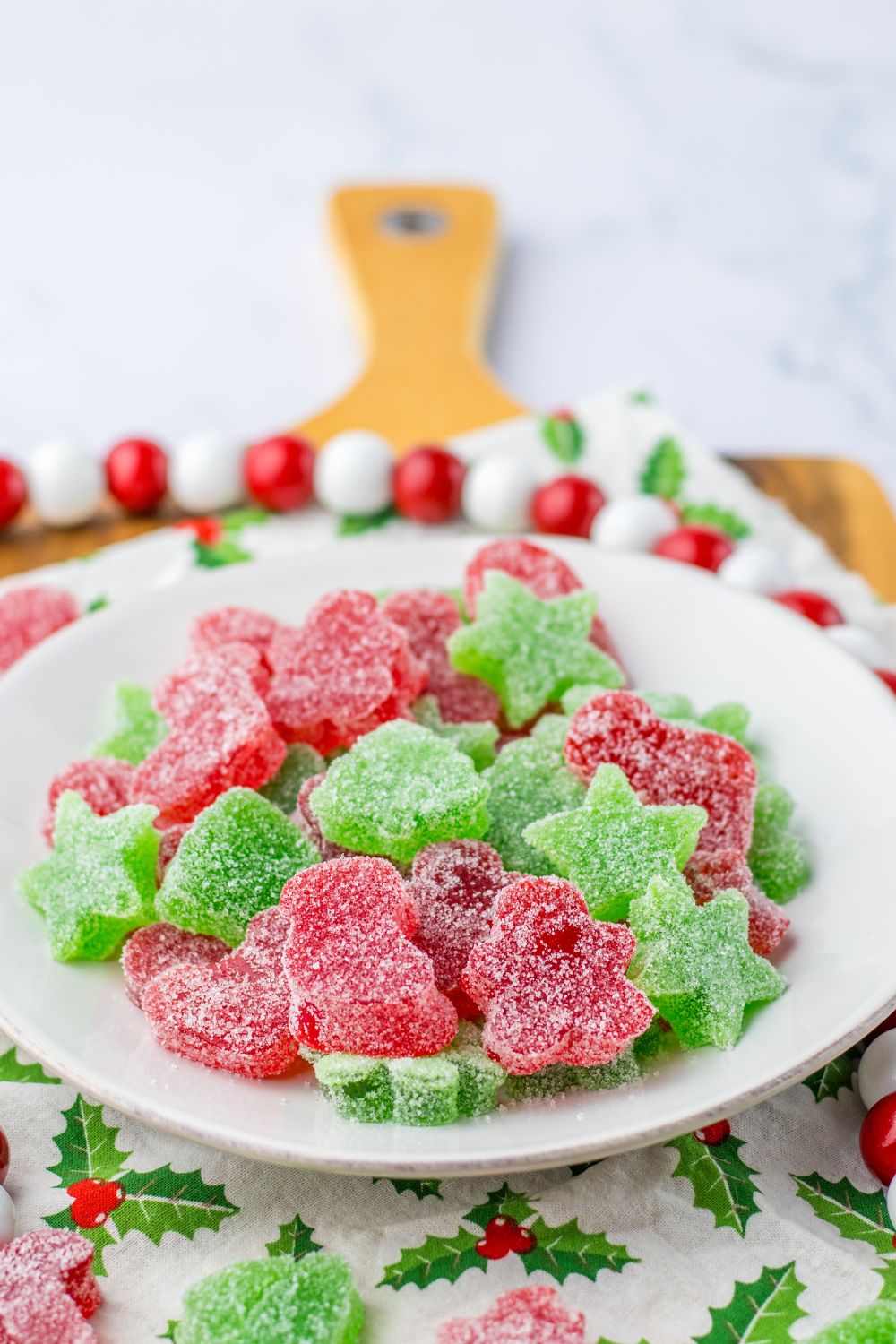 gumdrops on table on plate