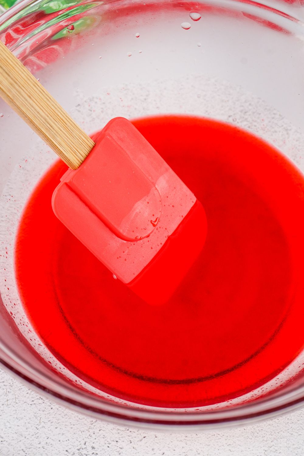 stirring with a rubber spatula