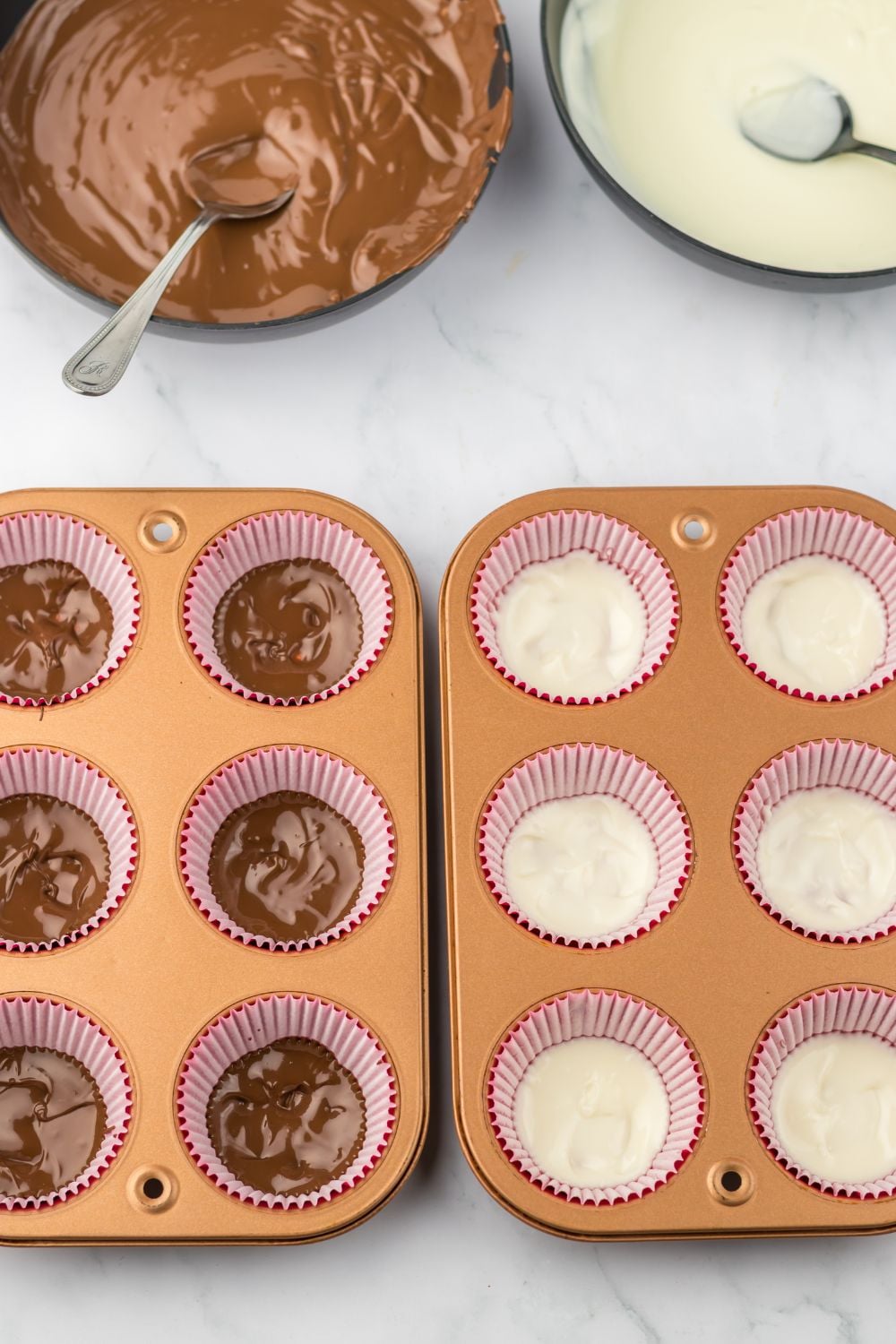chocolate placed in muffin cups