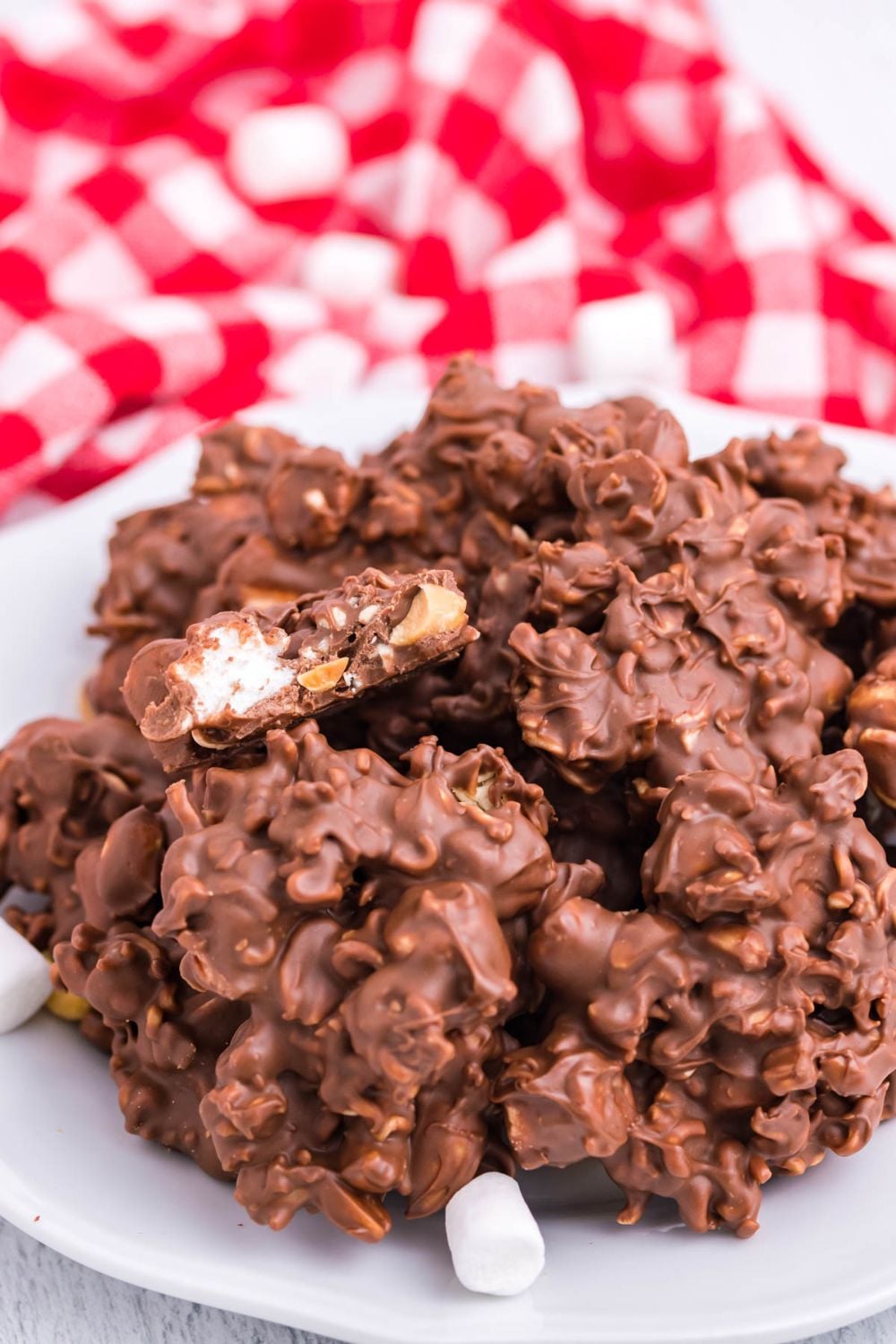 Rocky Road Candy on a plate on table