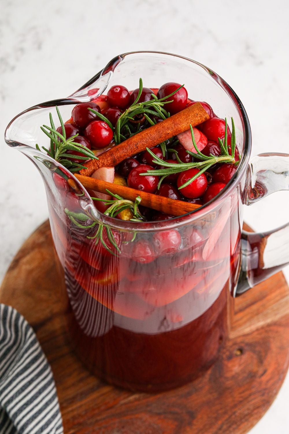 overhead shot of sangria in glasses