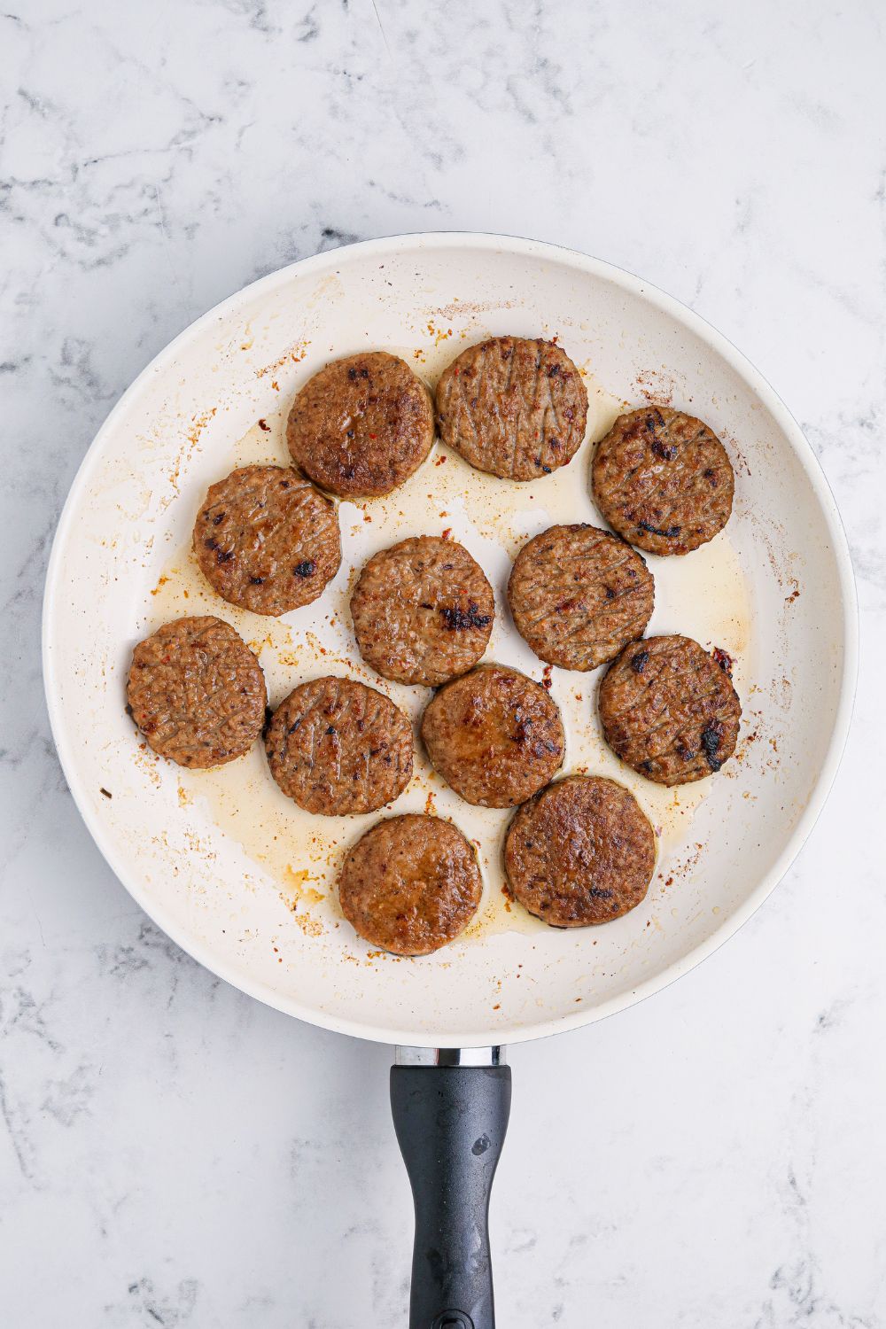 cooked Breakfast Sliders in a skillet 