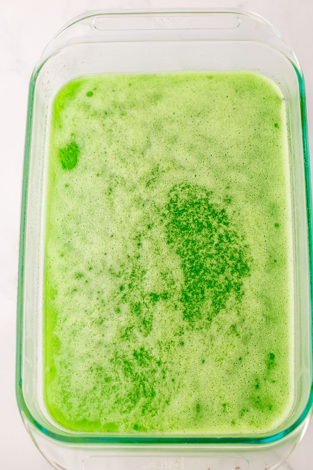 green jello poured in an 