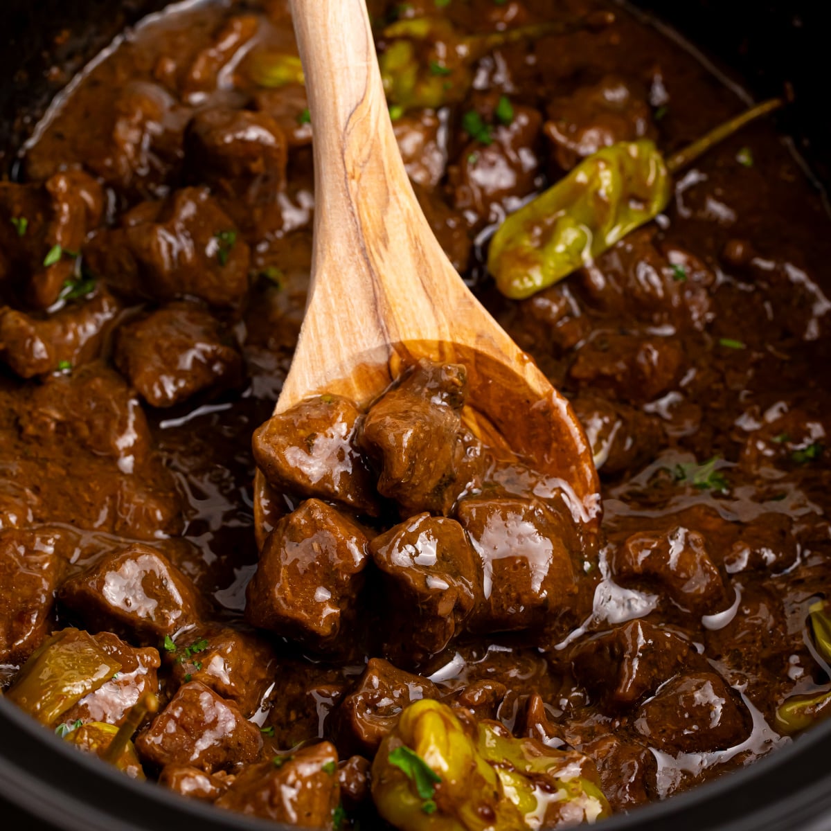 Crockpot Mississippi Steak Bites