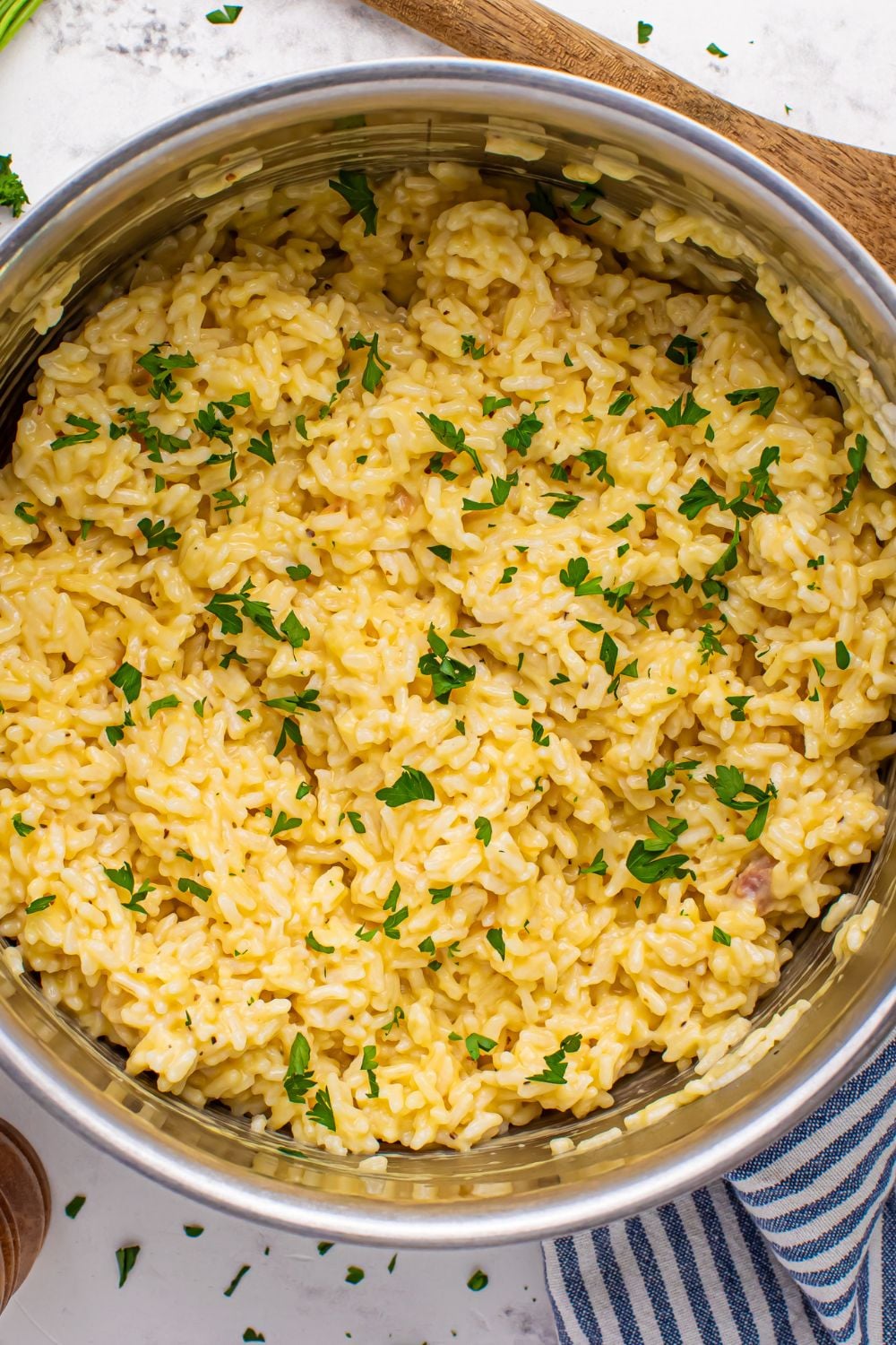 Souper Rice in a metal pan on the table
