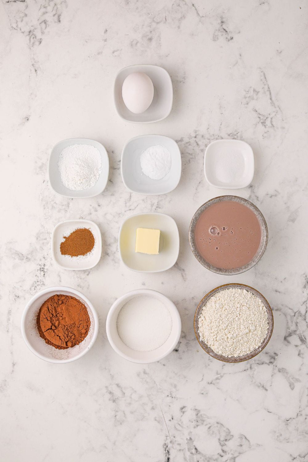 ingredients for making hot chocolate pancakes on table