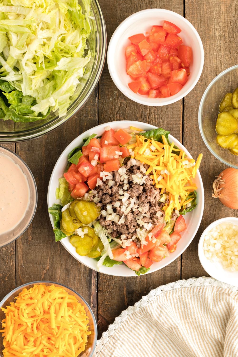 assembled Big Mac Salad on a plate 