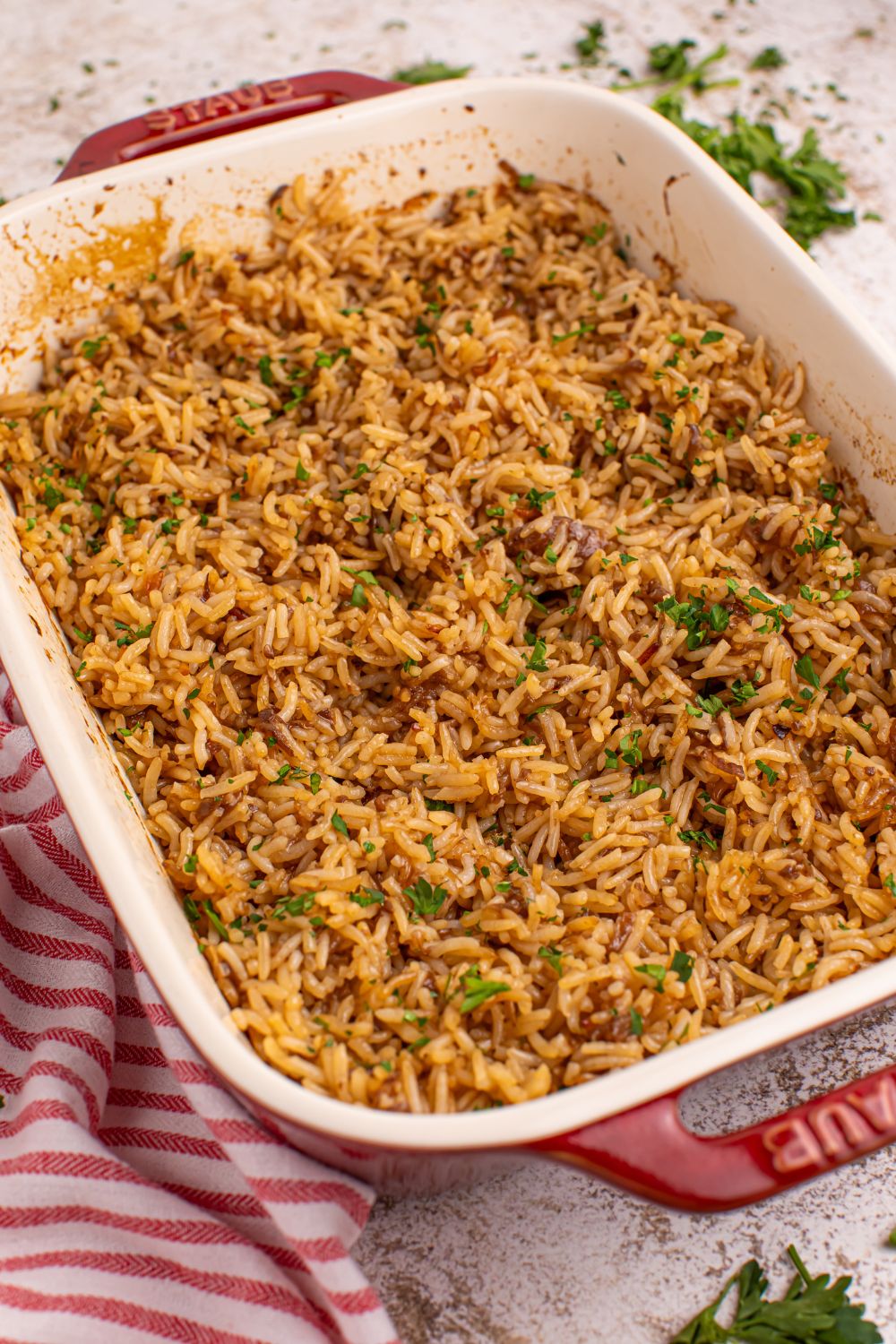 Stick of Butter Rice in a pain on table