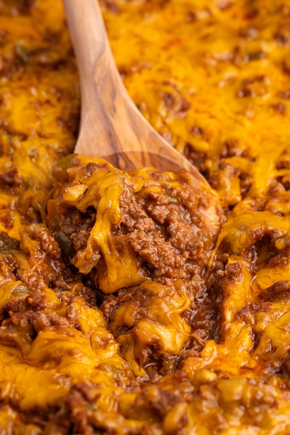 Sloppy Joe Dip with a spoon with some of the dip scooped up on it