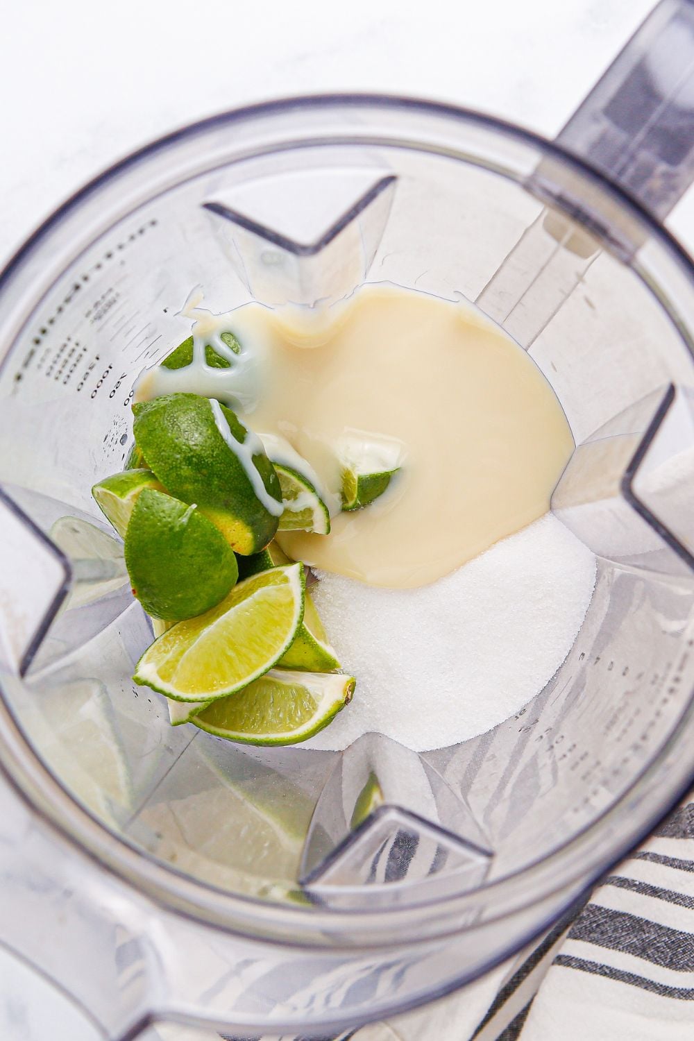 ingredients for Brazilian Limeade in a blender