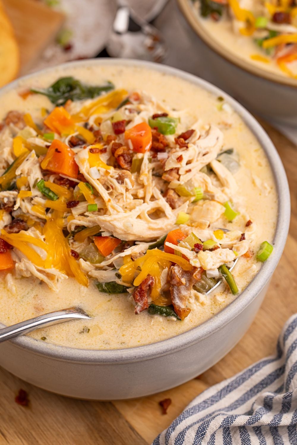 Crack Chicken Soup in a bowl with a spoon in it
