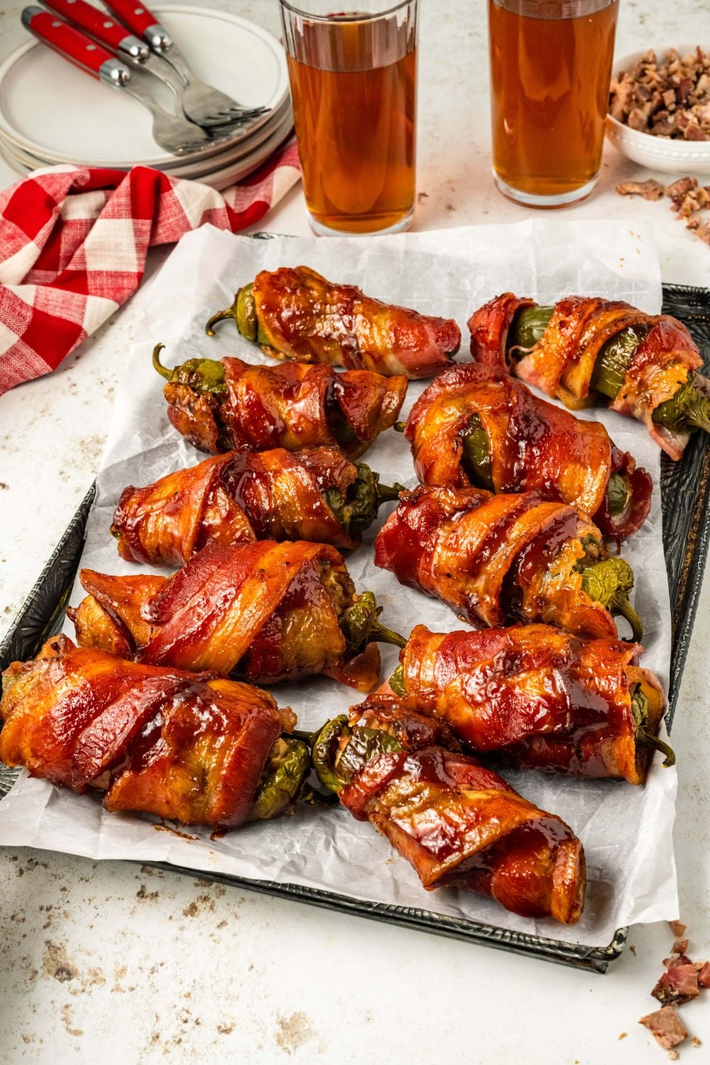 Texas Twinkies on a cookie sheet spread out on table