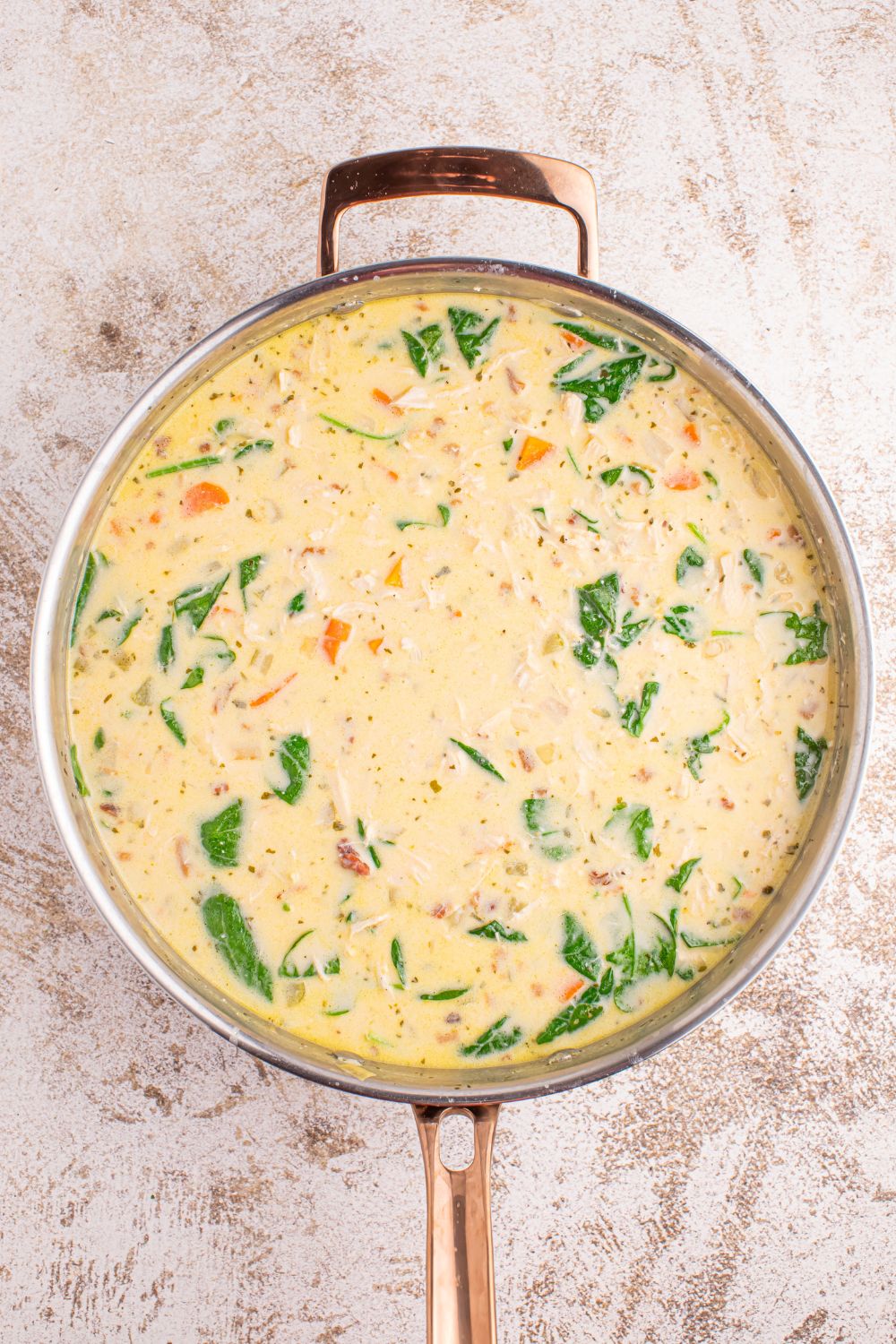 creamy Crack Chicken Soup in a pan on table