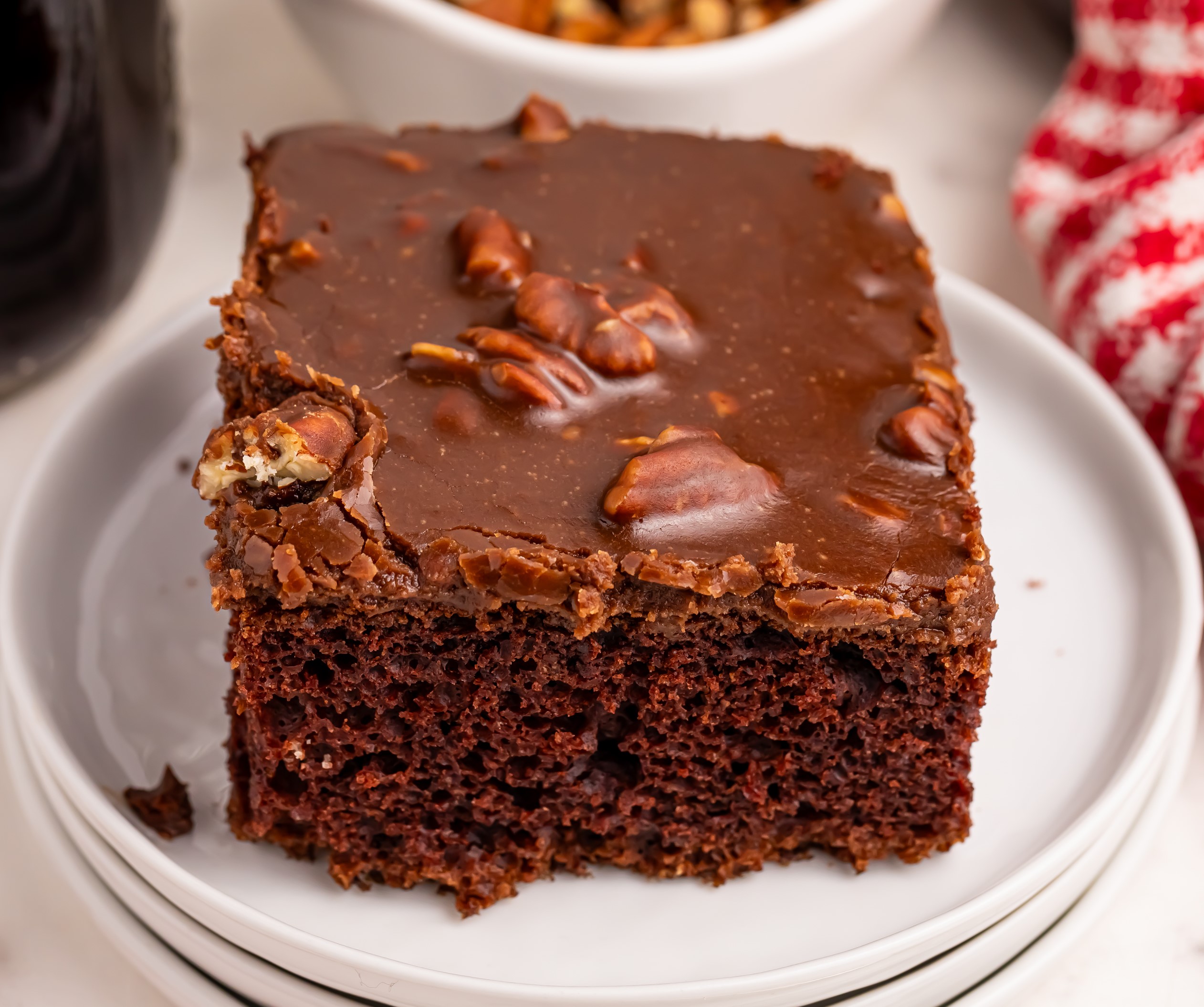 Dr Pepper Cake up close to show texture