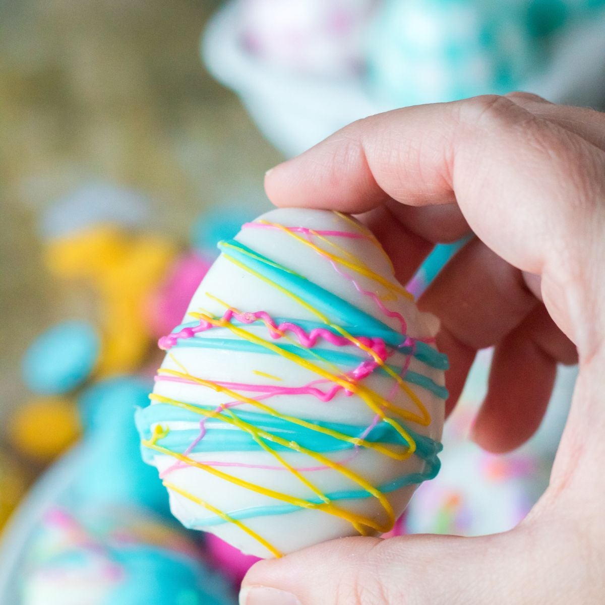 Easter Egg Oreo Truffle in hand