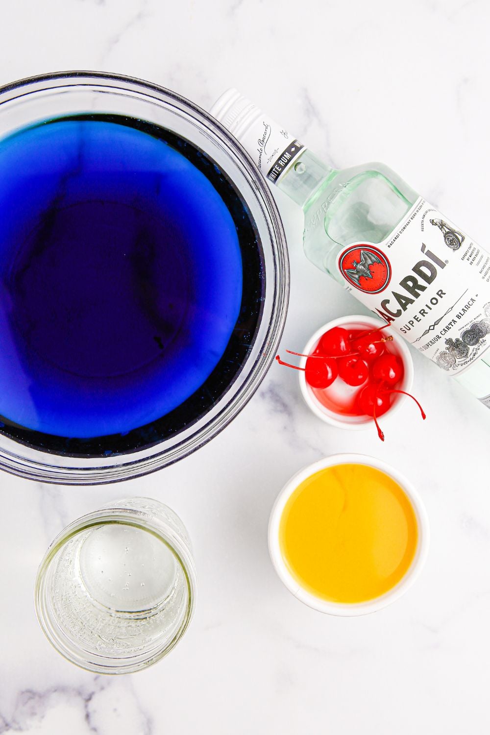 hawaiian punch ingredients on marble counter
