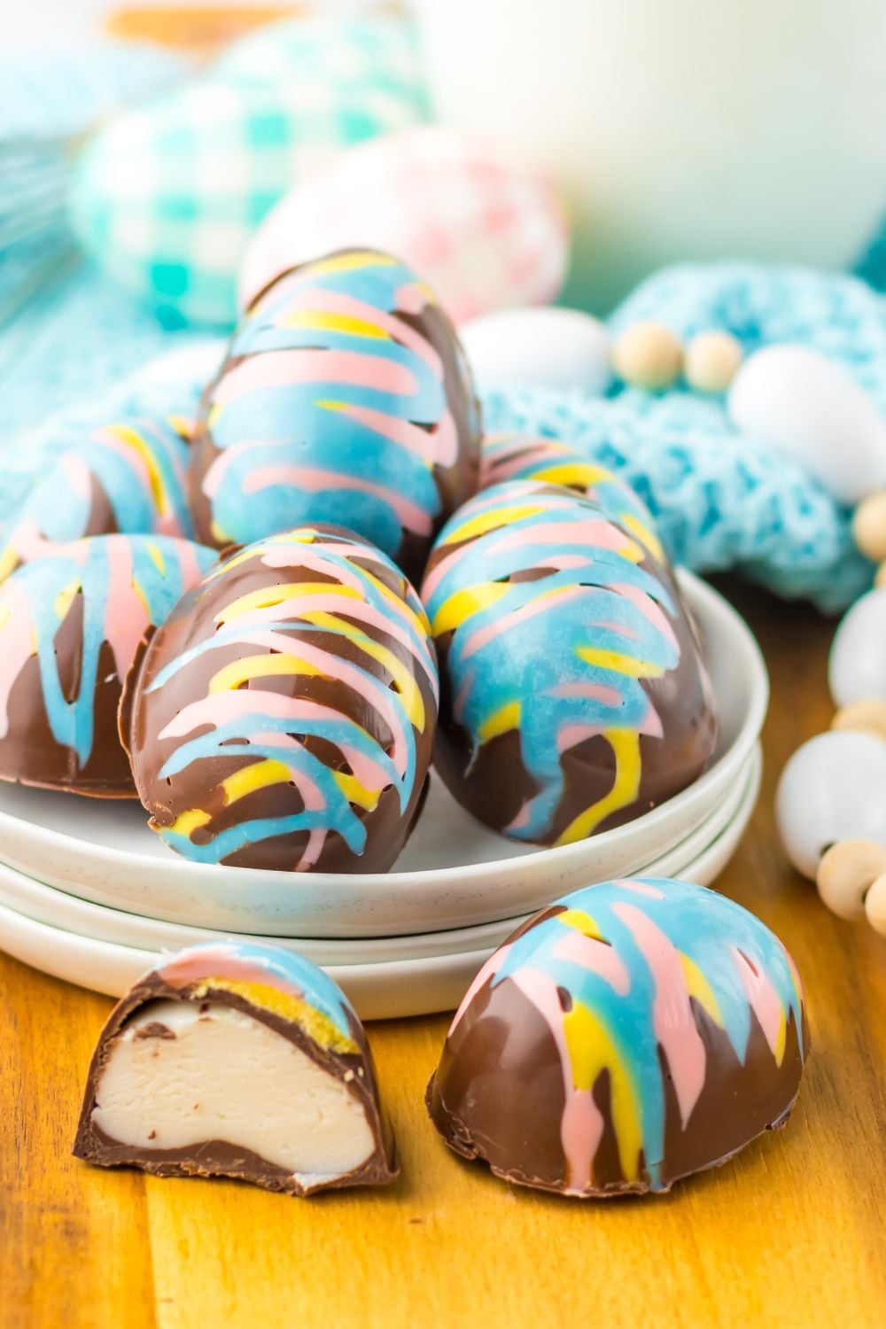 Easter Marshmallow Eggs on table 