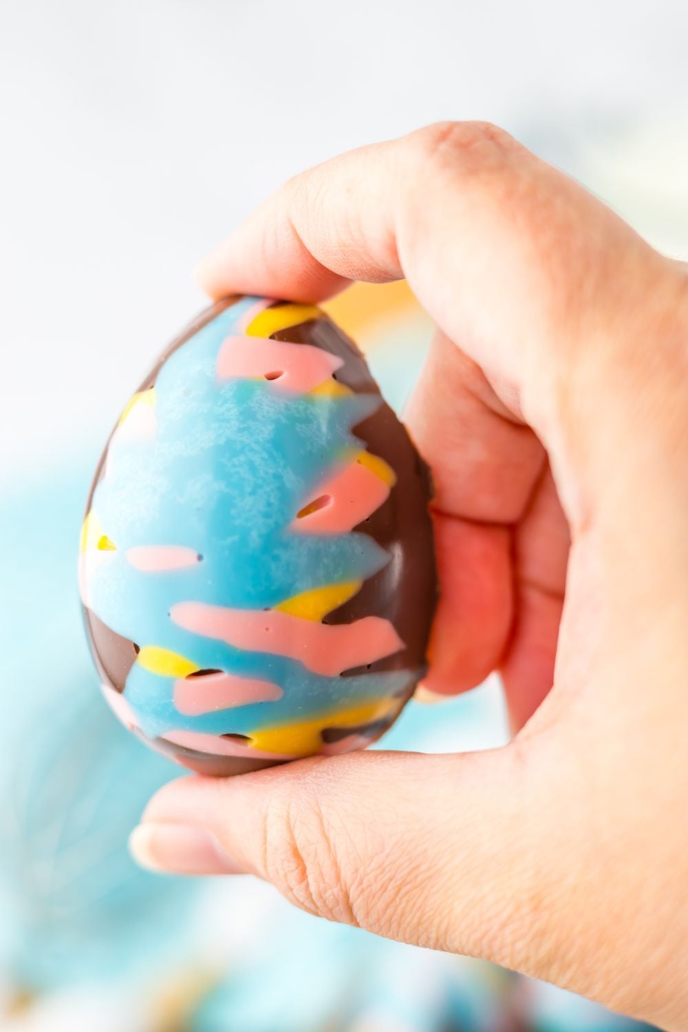 Easter Marshmallow Eggs being held in hand 