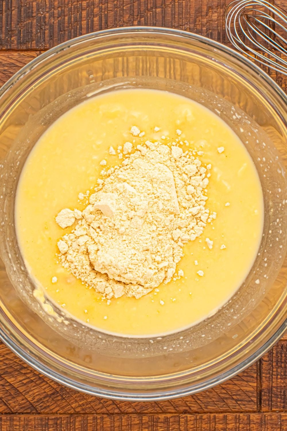 chicken gravy and cream soup in a glass bowl on table 